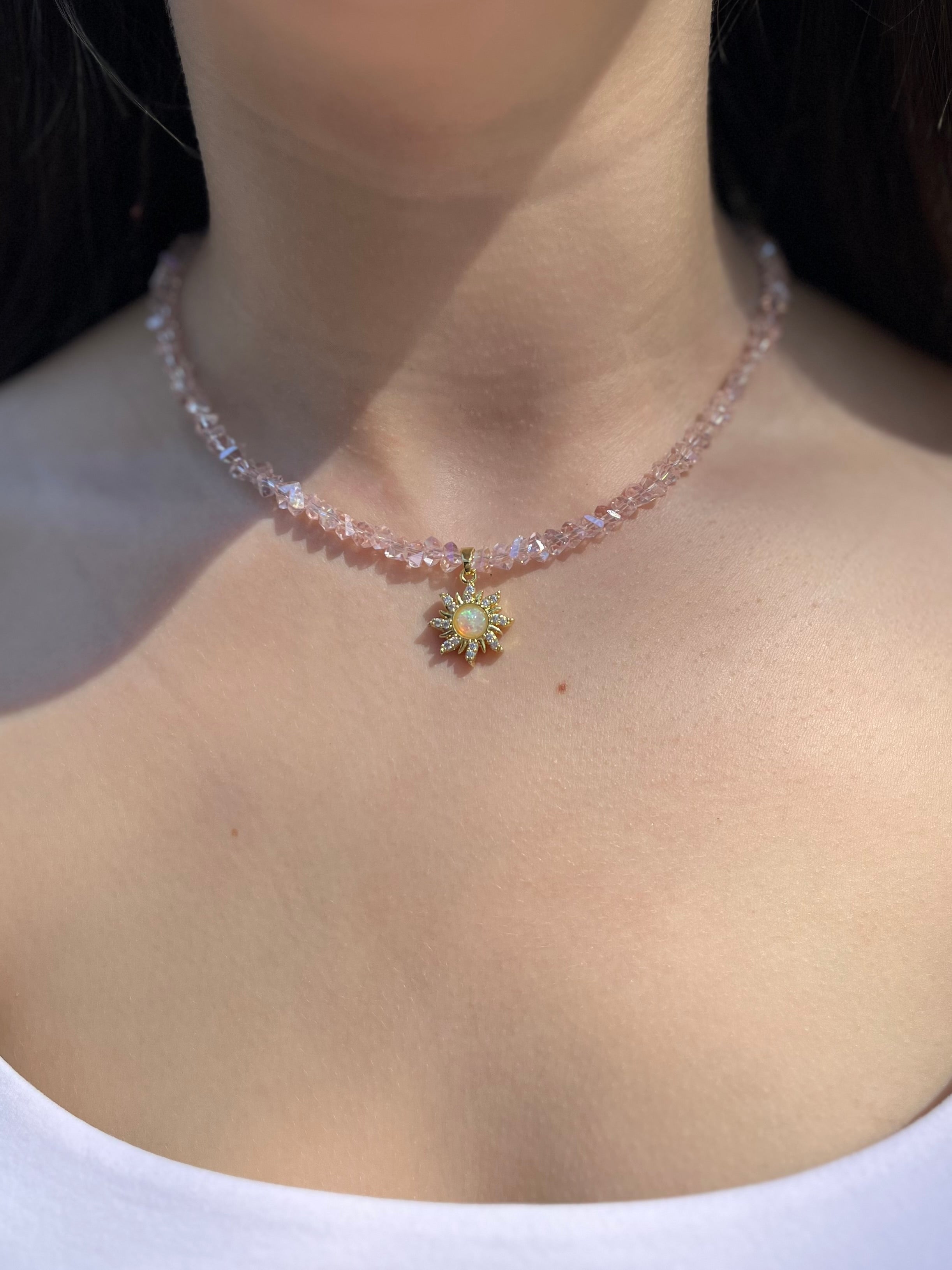 Sun Crystal Choker Necklace – 18K Gold Plated