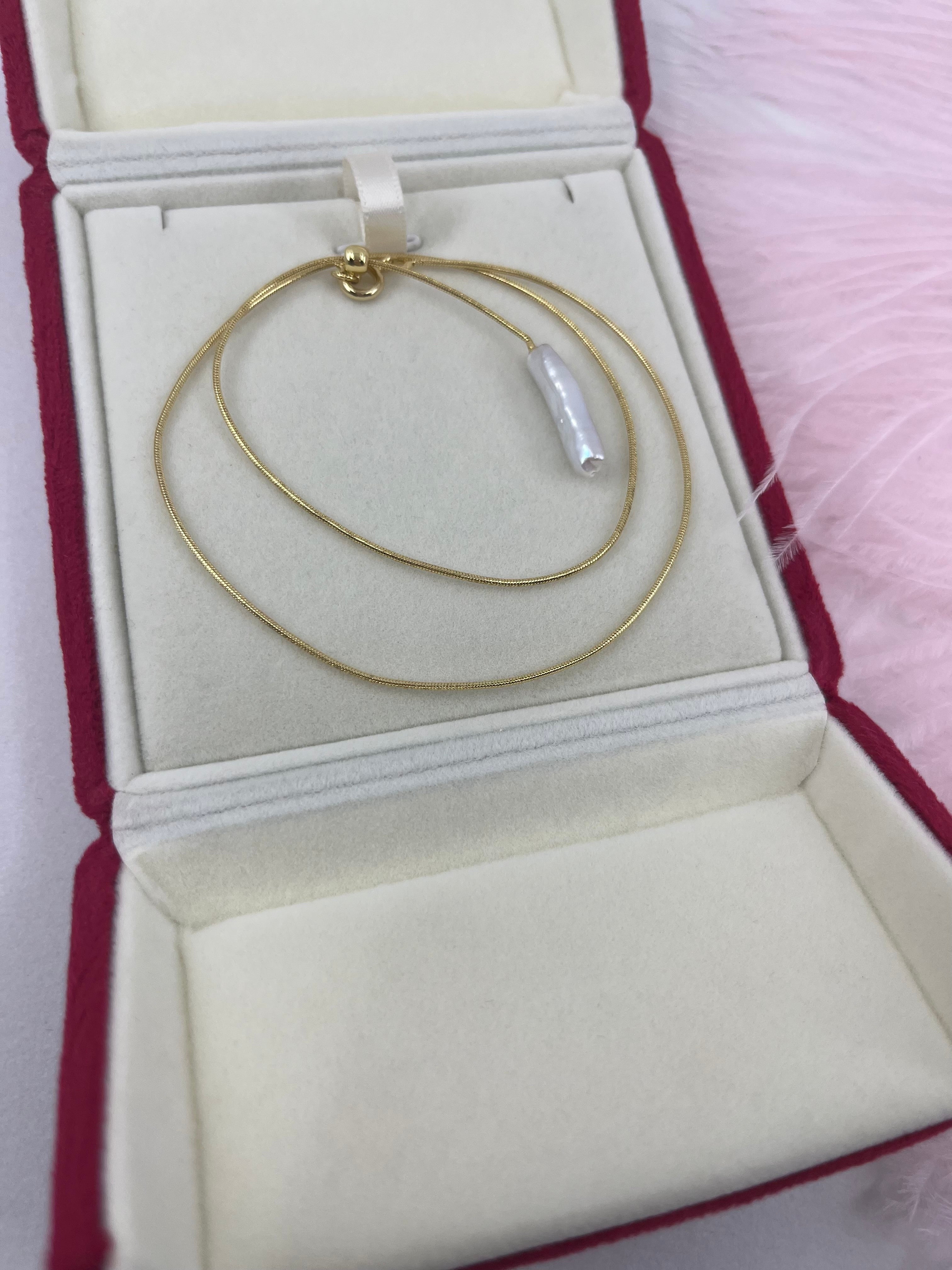 Baroque Pearl Y-Necklace, 18k gold plated