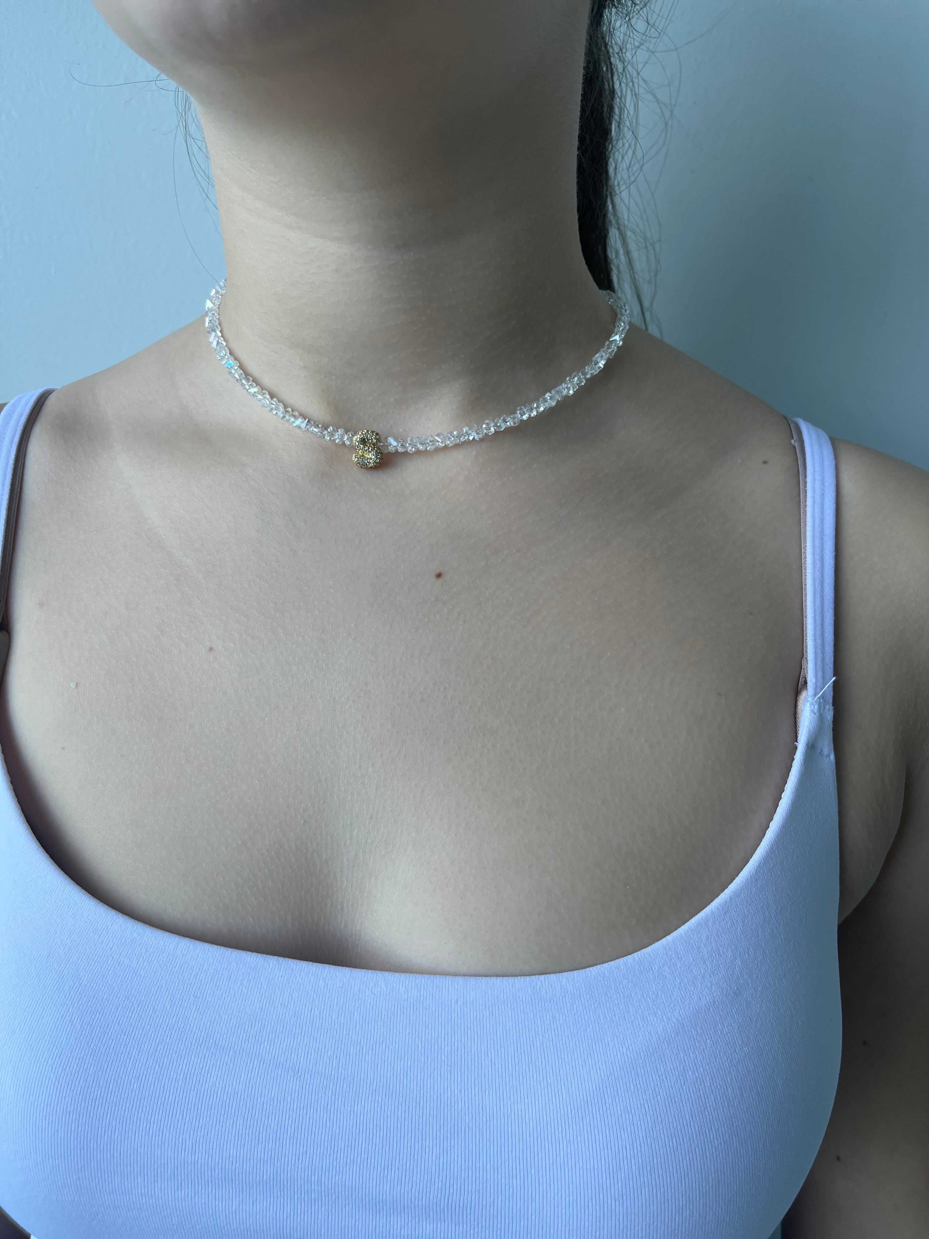 Initial Charm Clear Crystal Necklace – 18K Gold Plated, Cubic Zirconia