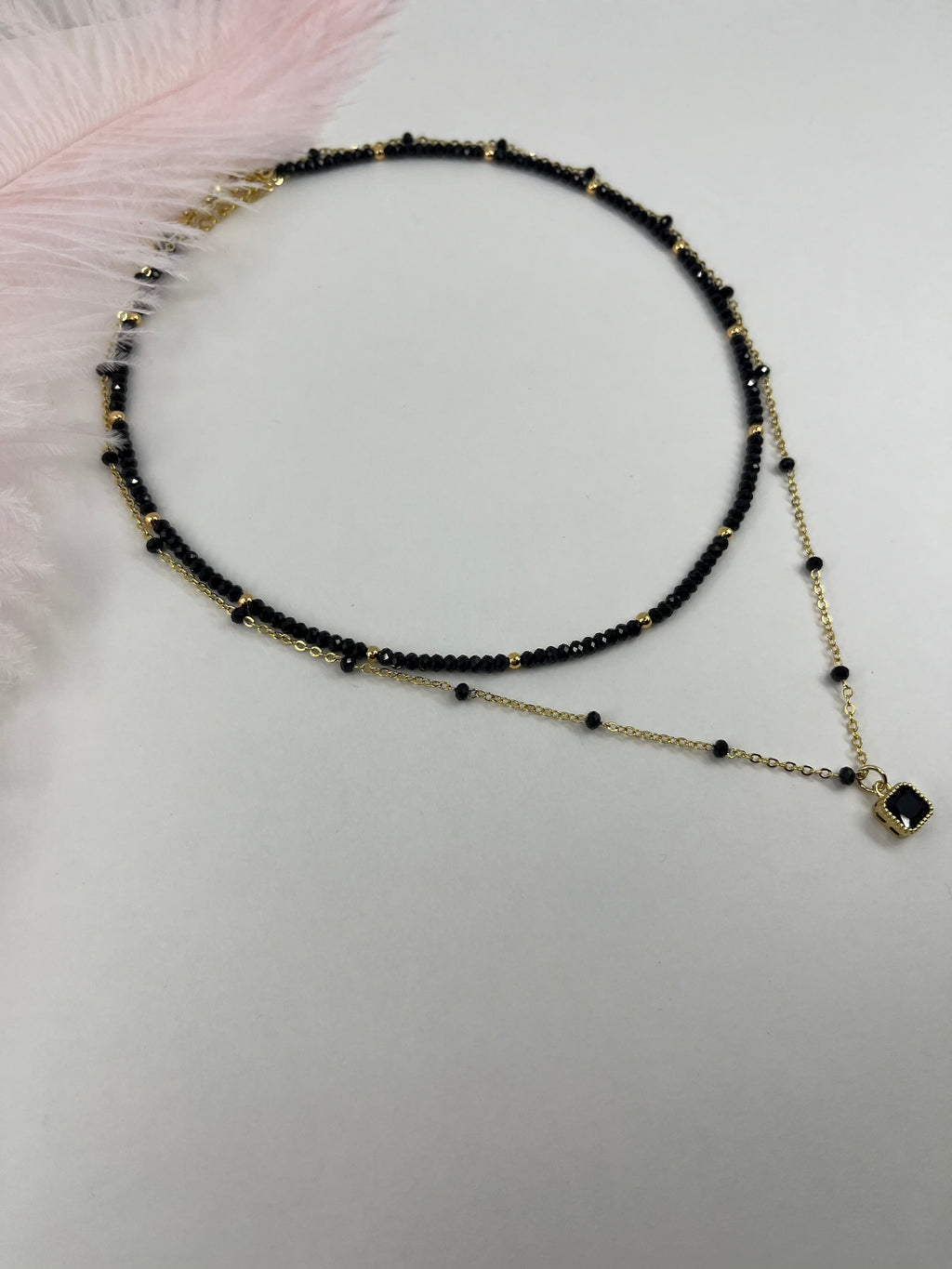 Layered Spinel necklace, zirconia 18K Gold Plated pendant
