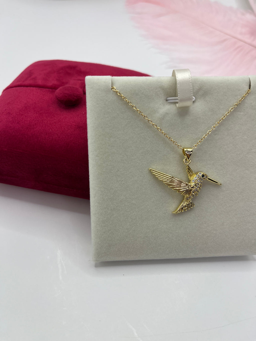 Hummingbird Necklace, Real 18K Gold Plated