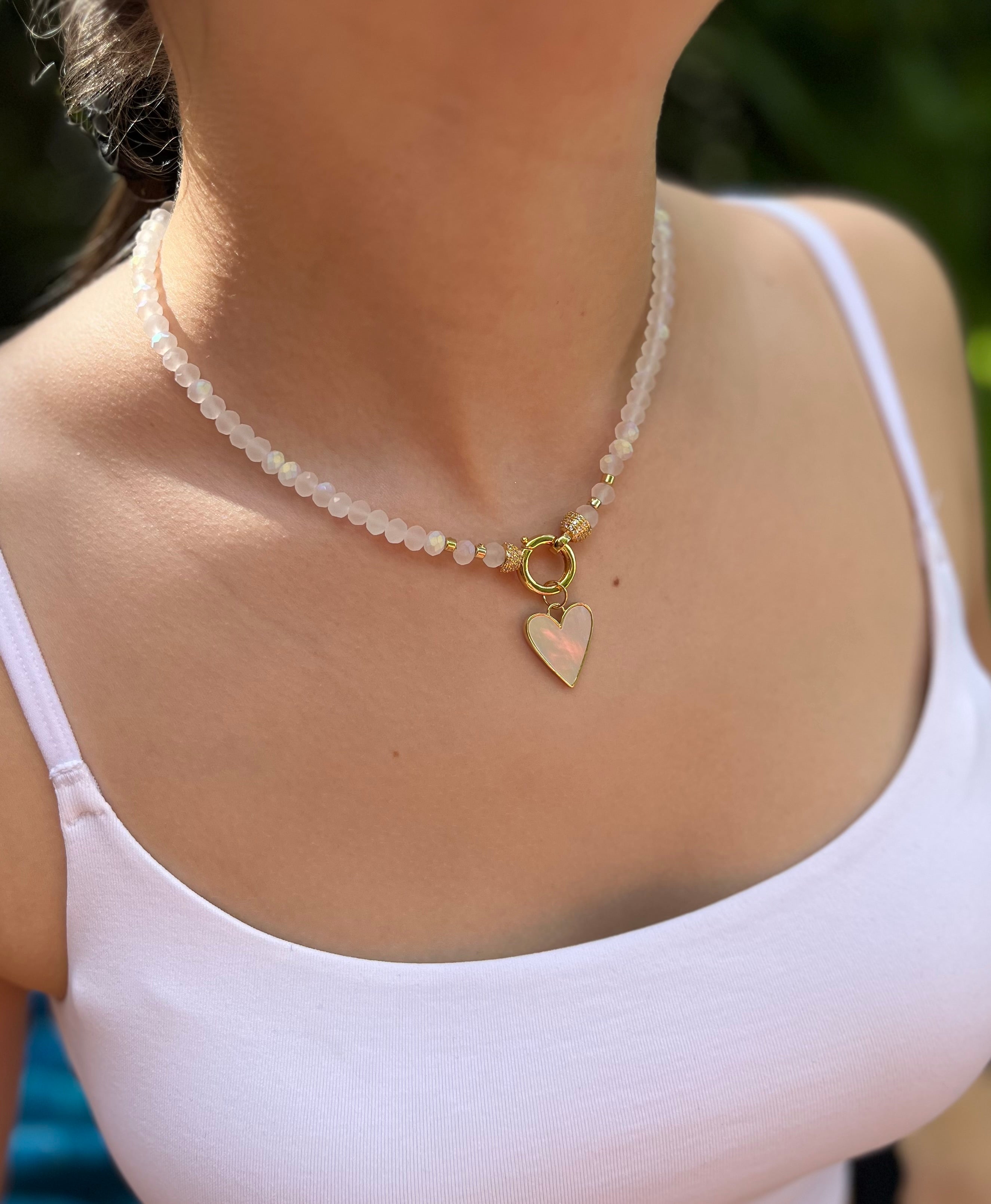 Gift Box: Beaded Jewelry Set with Heart Pendants & 18K Gold Plated Details