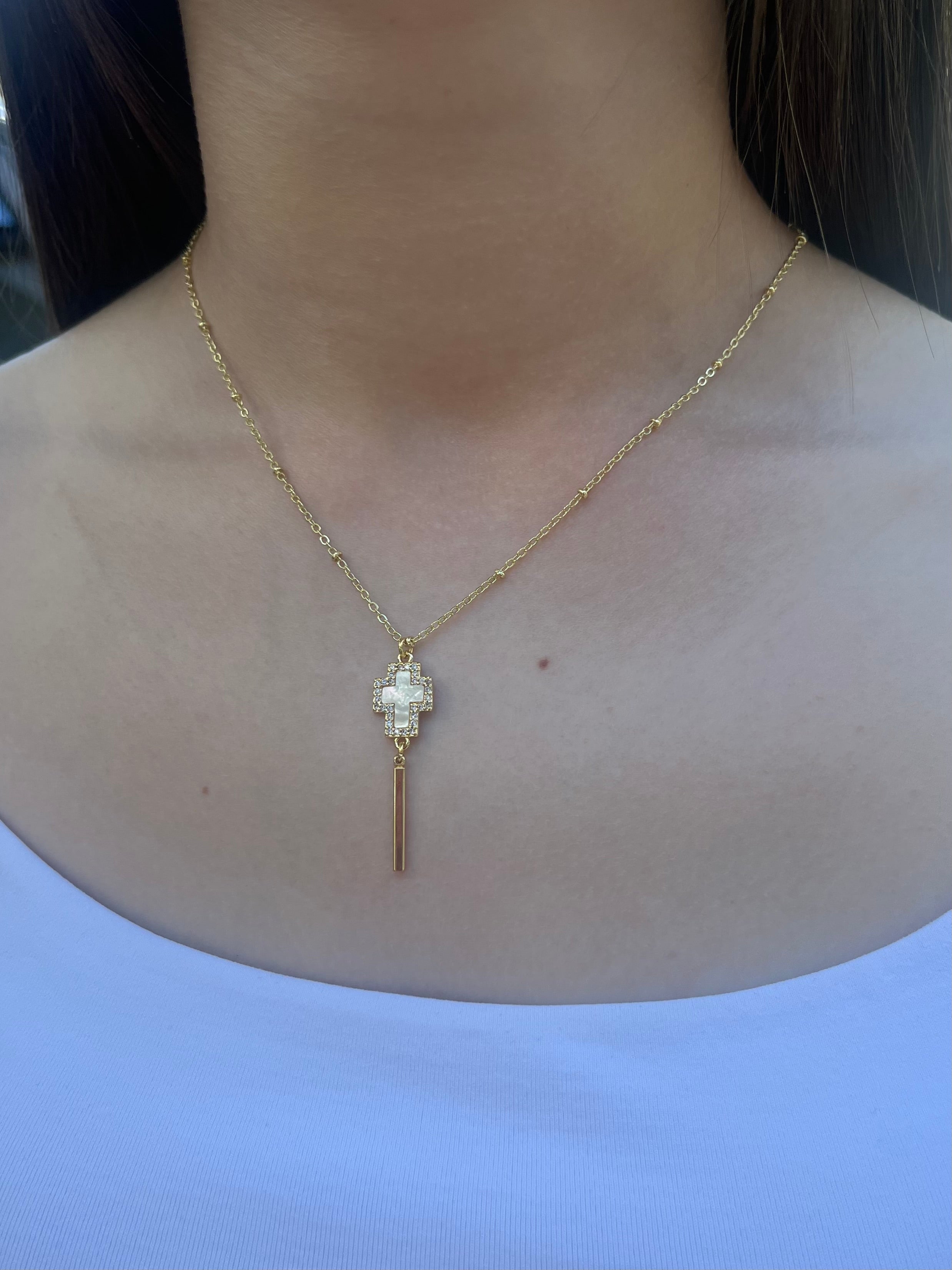 Cross Necklace, Real 18K Gold Plated