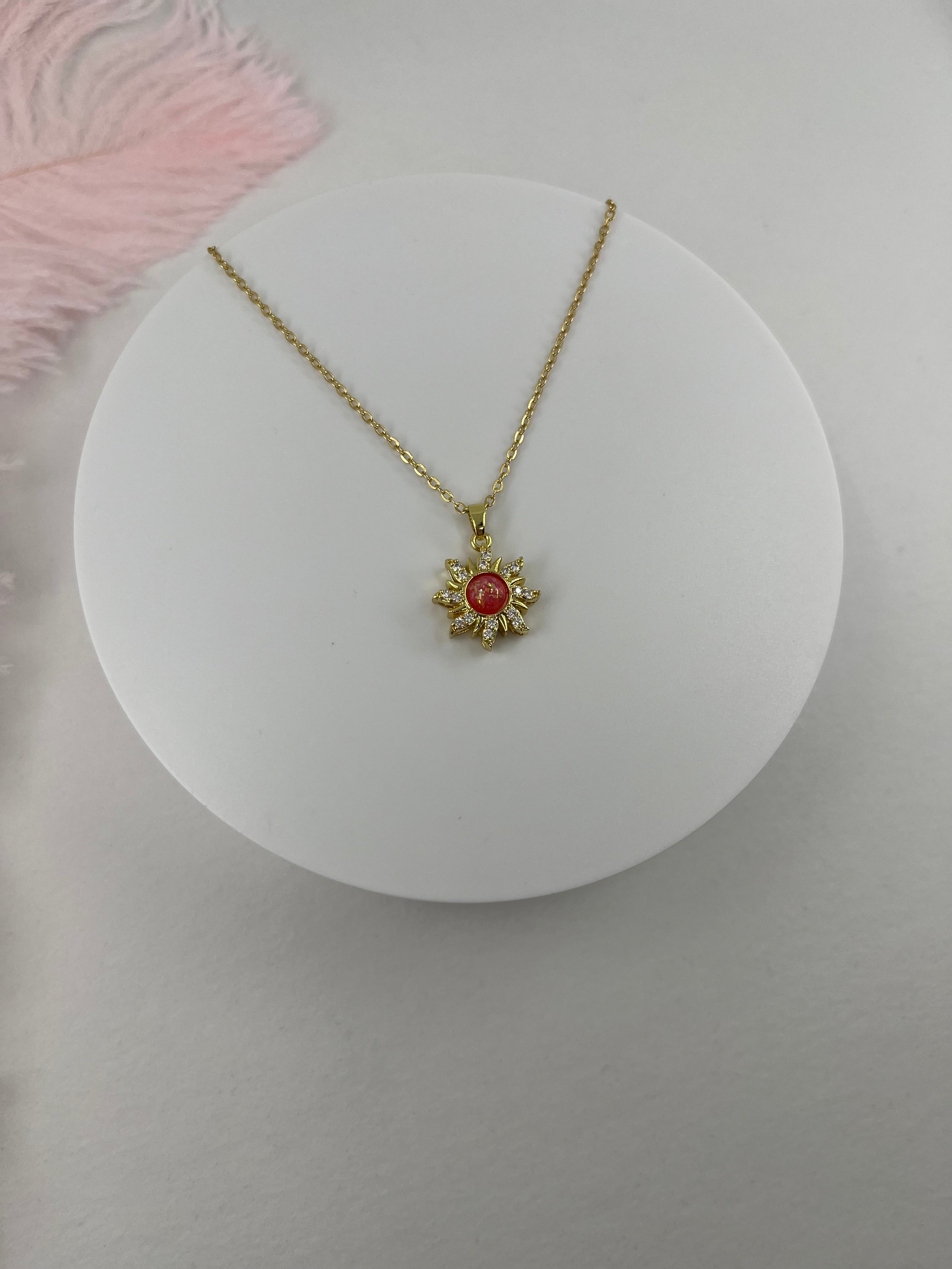 18K Gold Sun Pendant Necklace