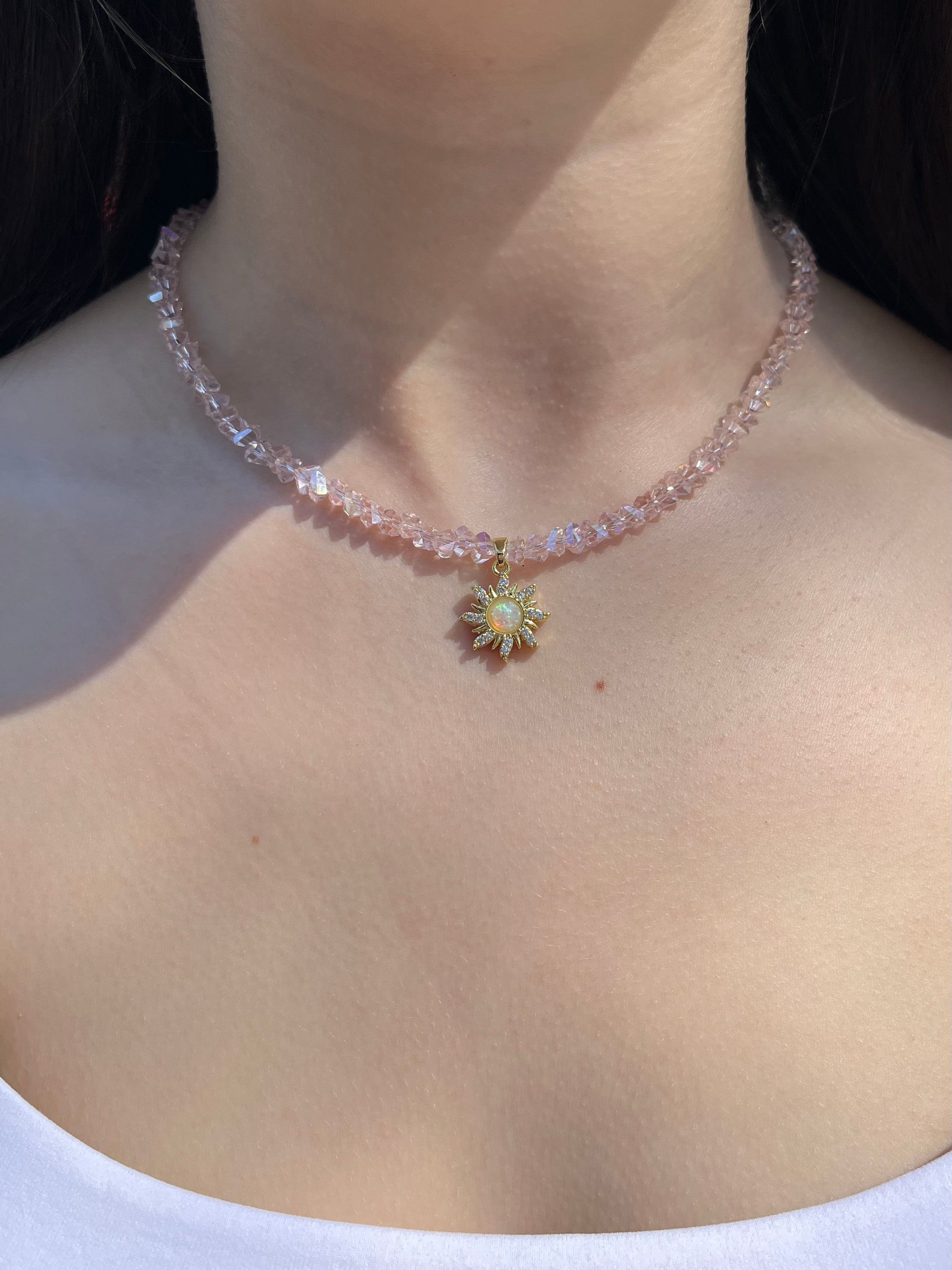 Sun Crystal Choker Necklace – 18K Gold Plated