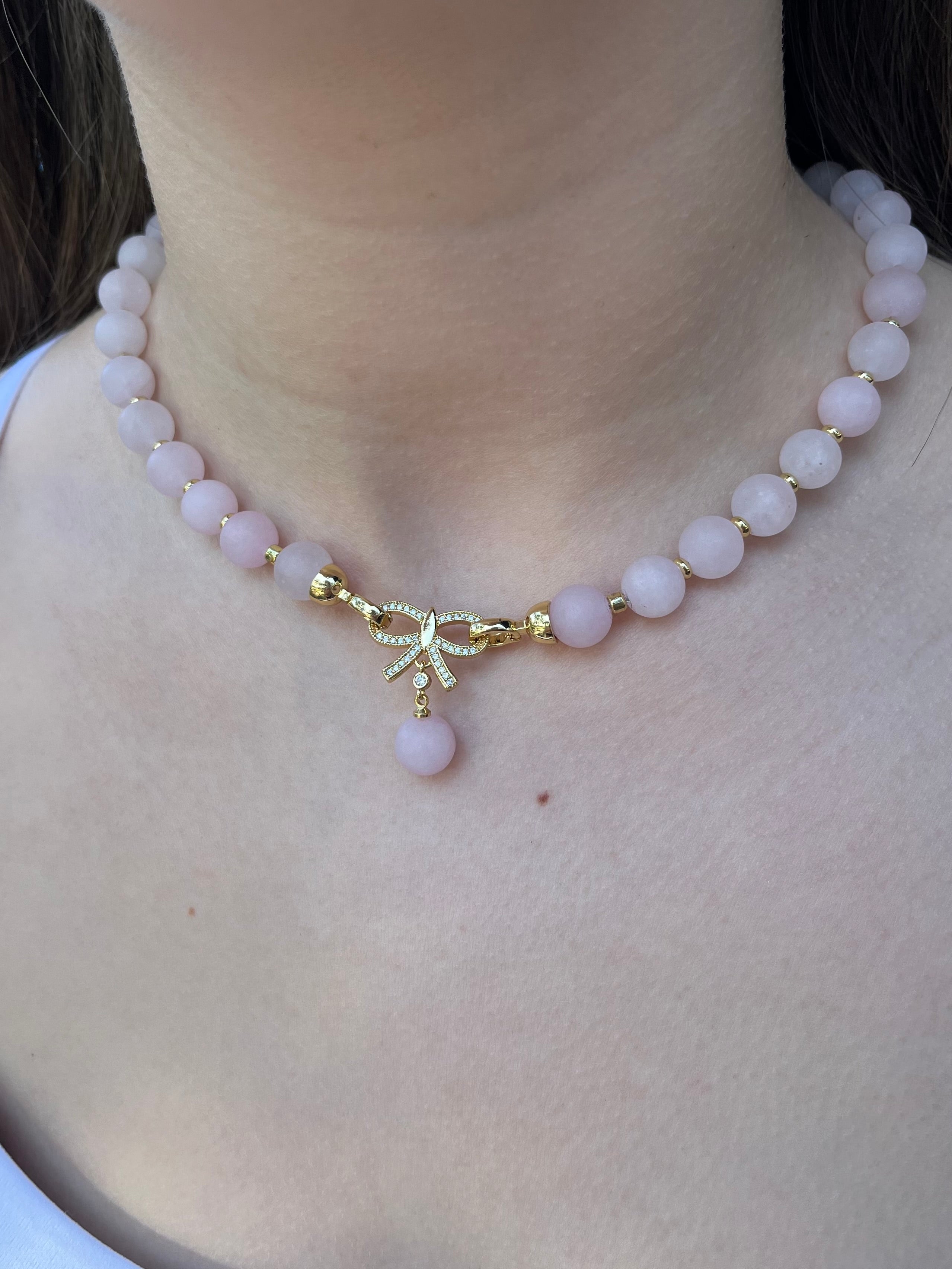Set: Rose Quartz Necklace and Earrings