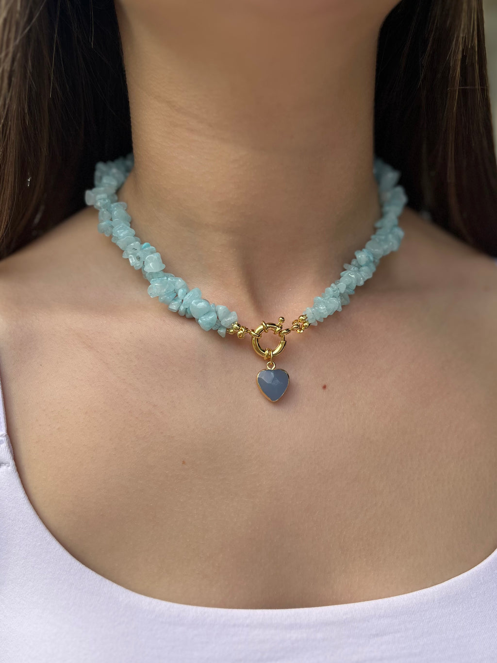 Natural Jade Necklace with Jade heart pendant