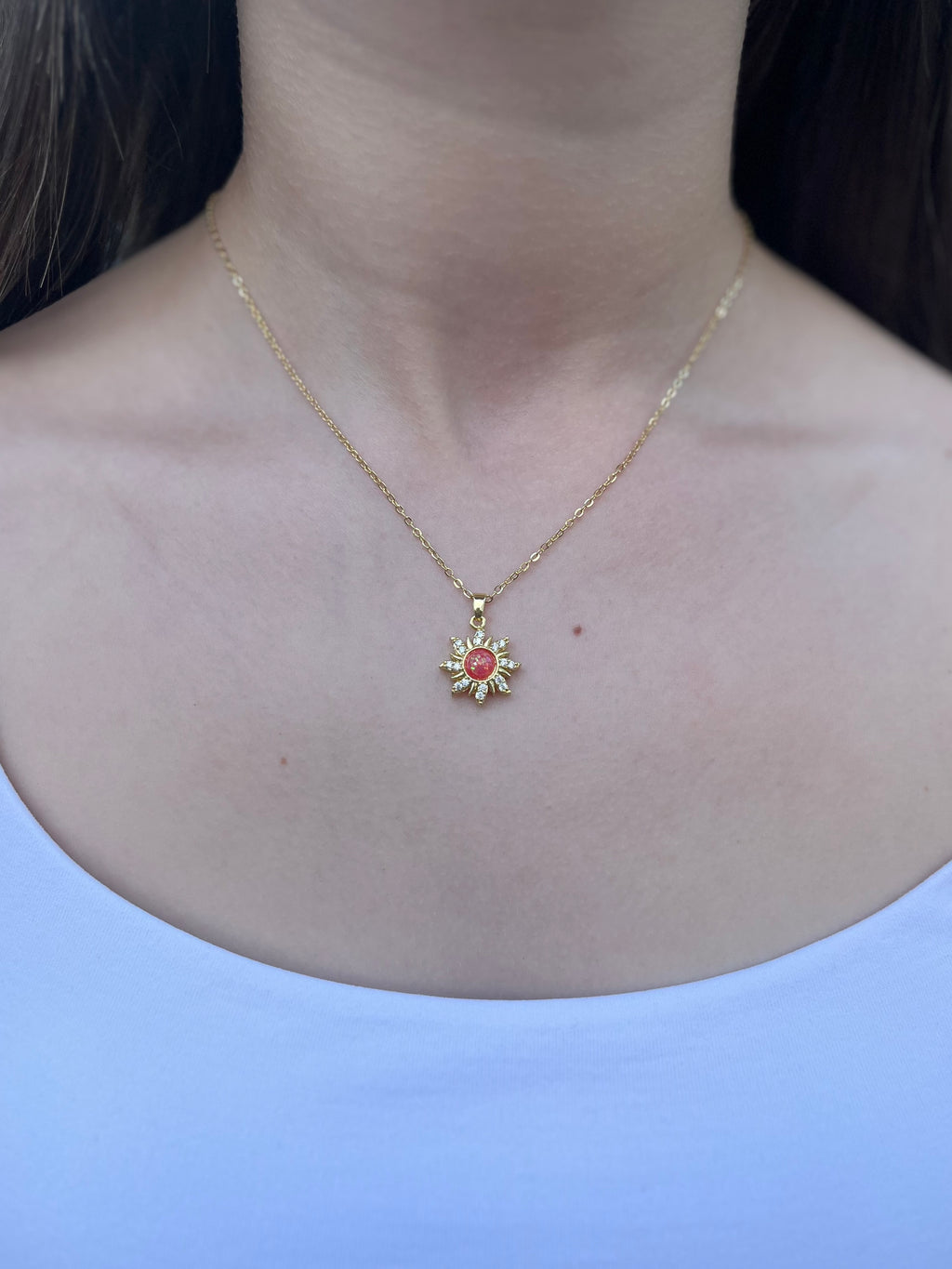 18K Gold Sun Pendant Necklace