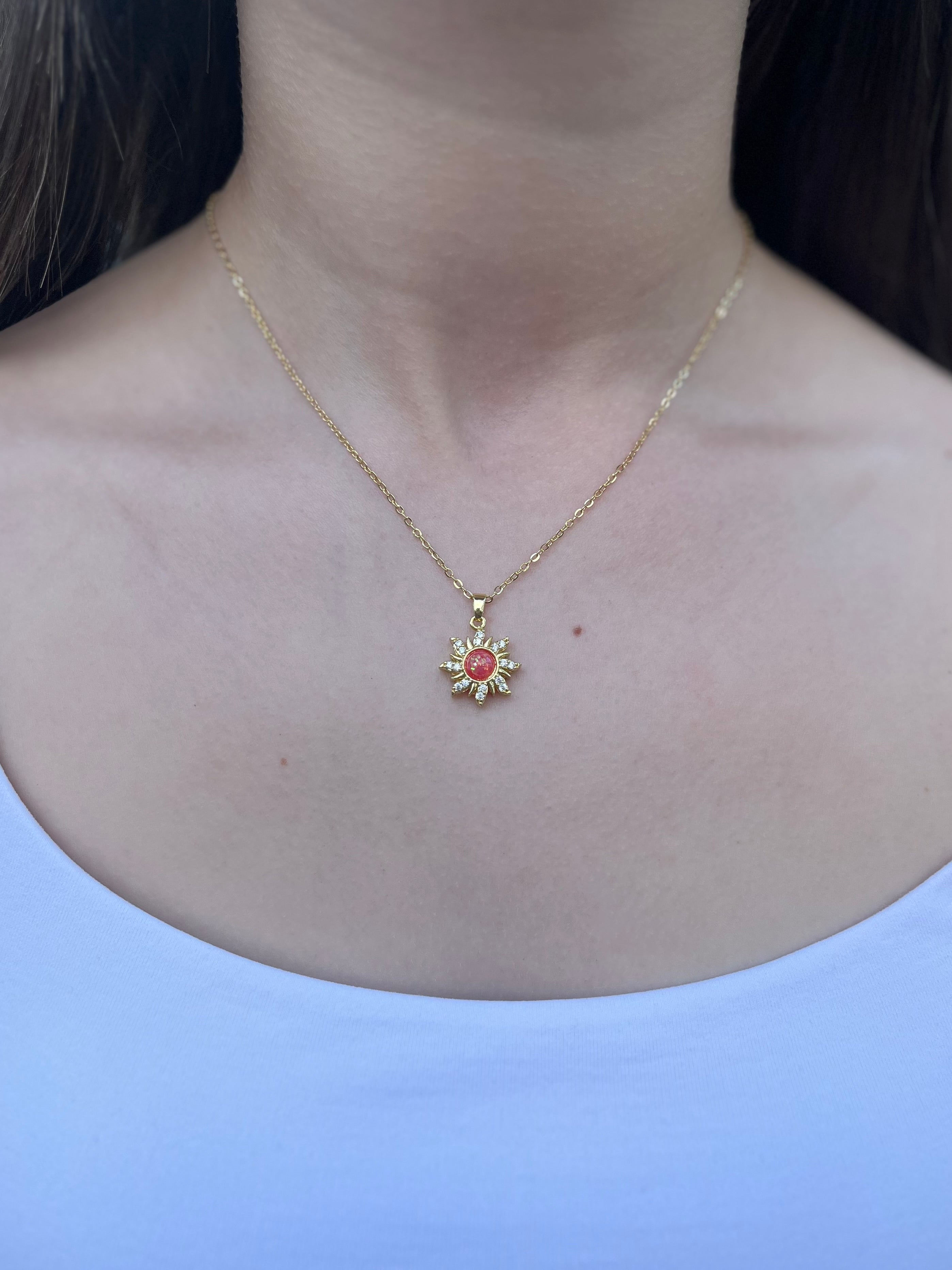 18K Gold Sun Pendant Necklace