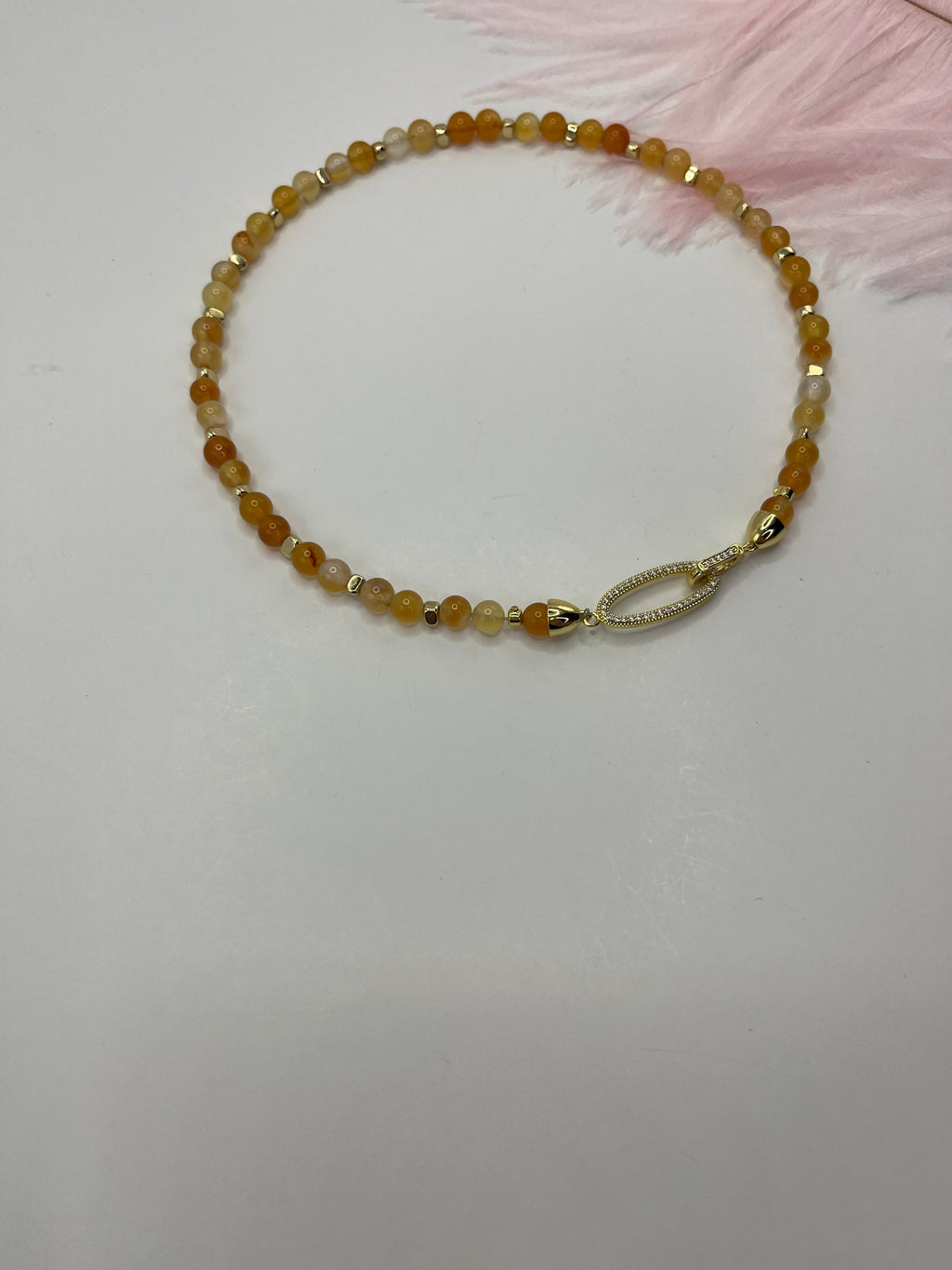 Natural Carnelian Necklace with 18K Gold Clasp