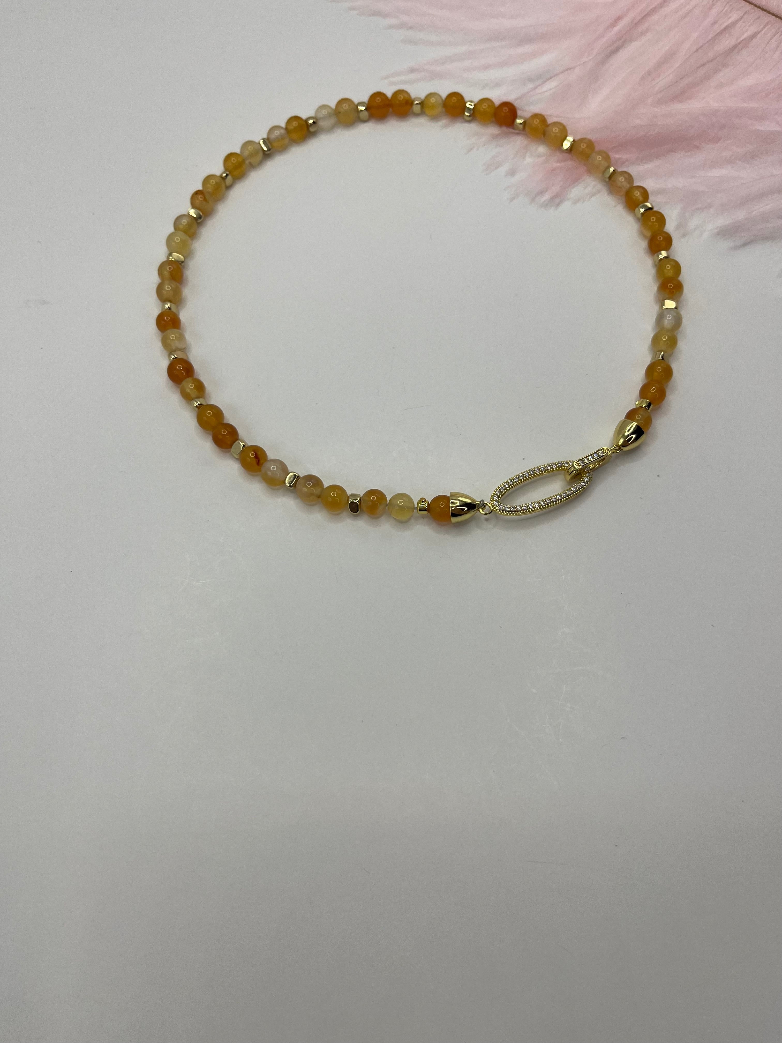 Natural Carnelian Necklace with 18K Gold Clasp