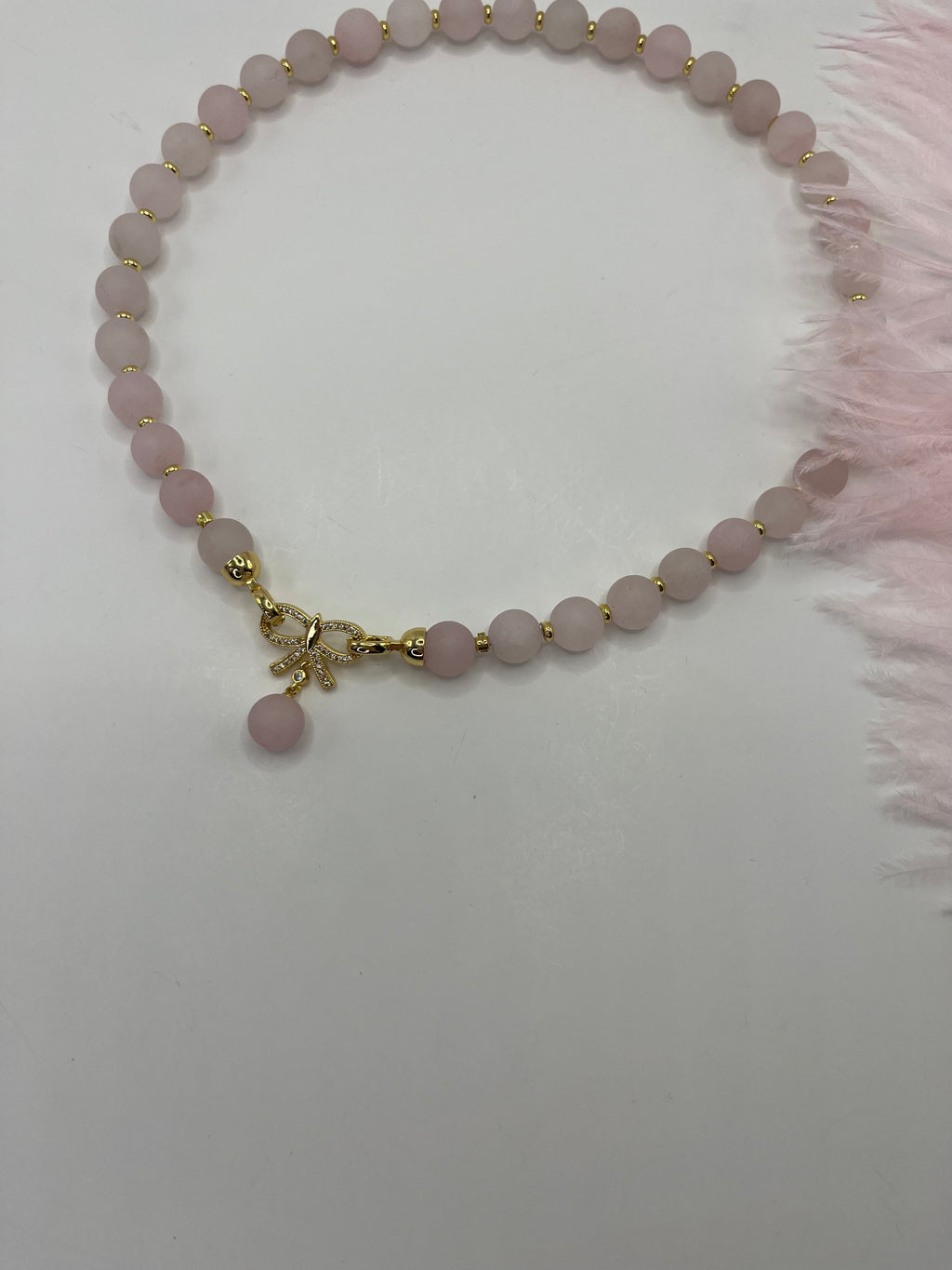 Set: Rose Quartz Necklace and Earrings