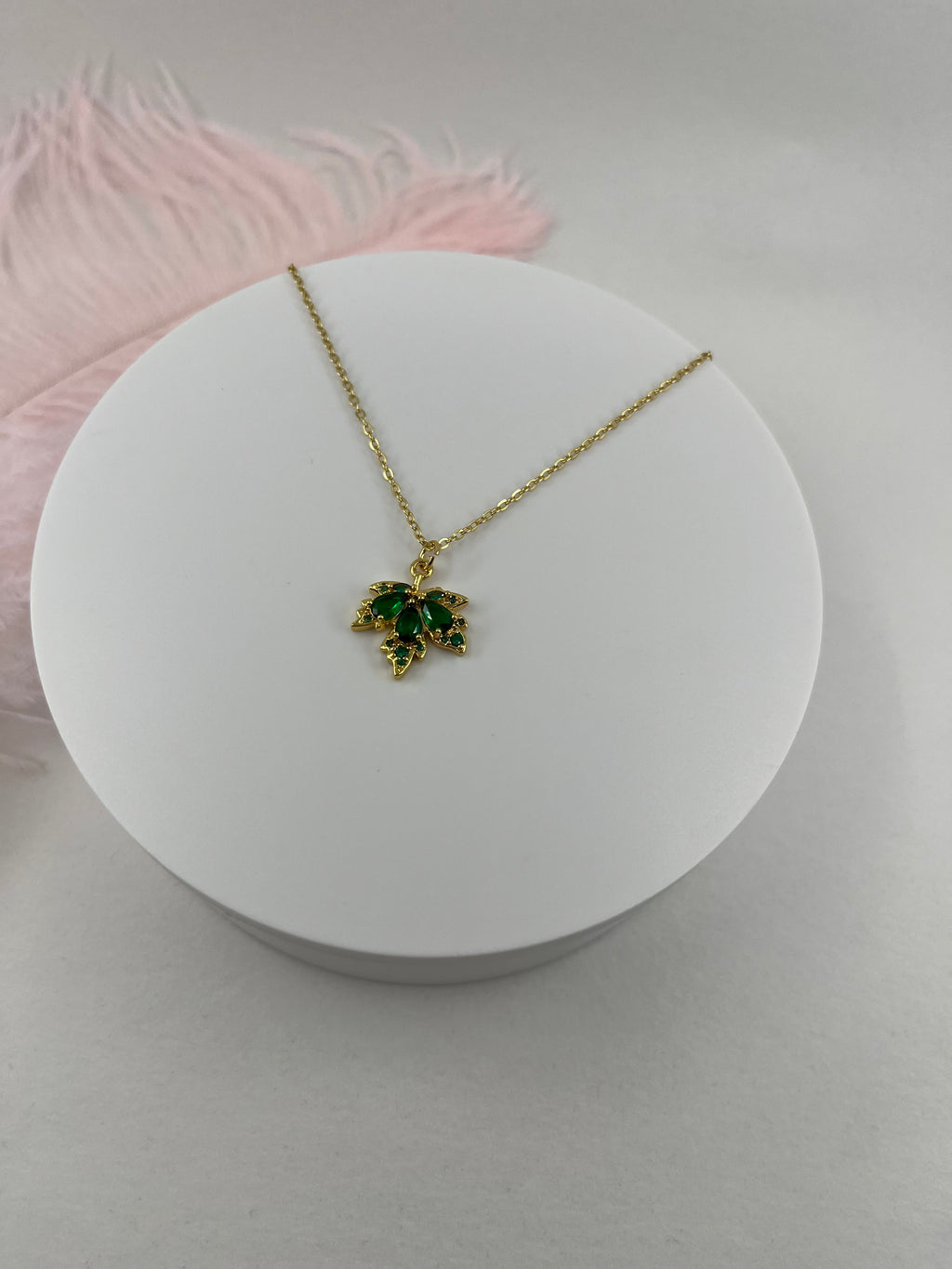 Necklace with 18K Gold maple leaf pendant