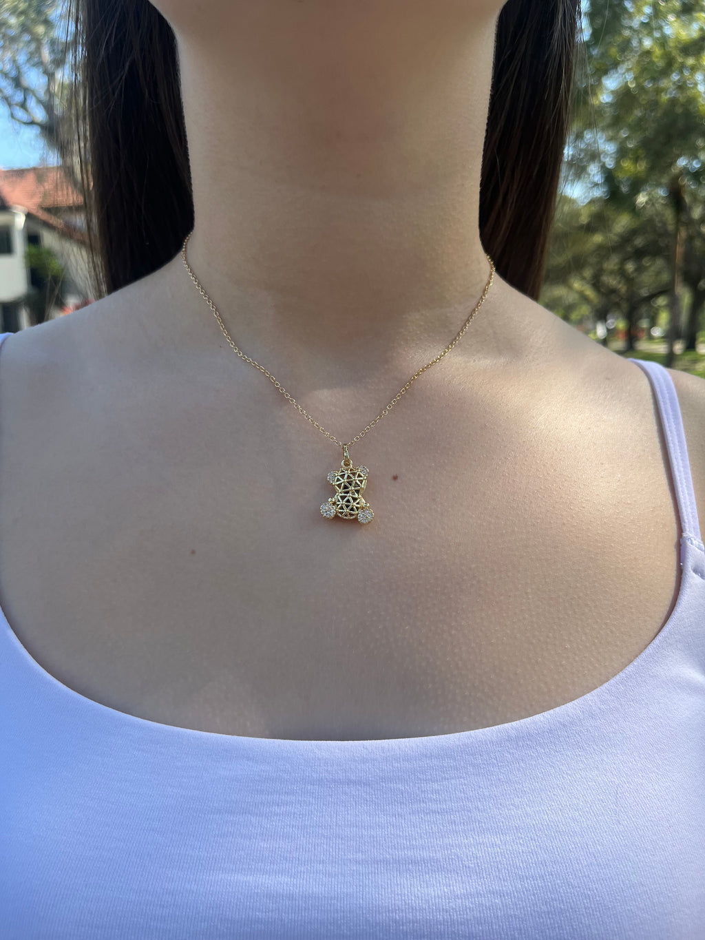 Teddy Bear Necklace, pendant  Real 16K Gold Plated