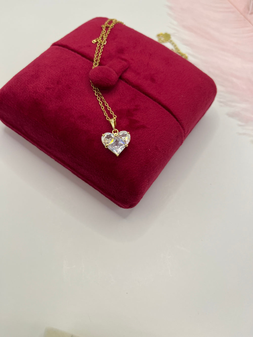 Heart Zirconia Necklace, Real 18K Gold Plated