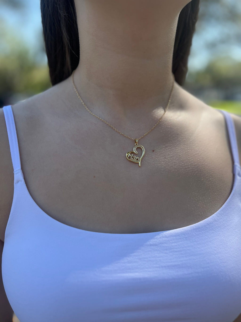 Mothers Necklace, Heart pendant  Real 18K Gold Plated