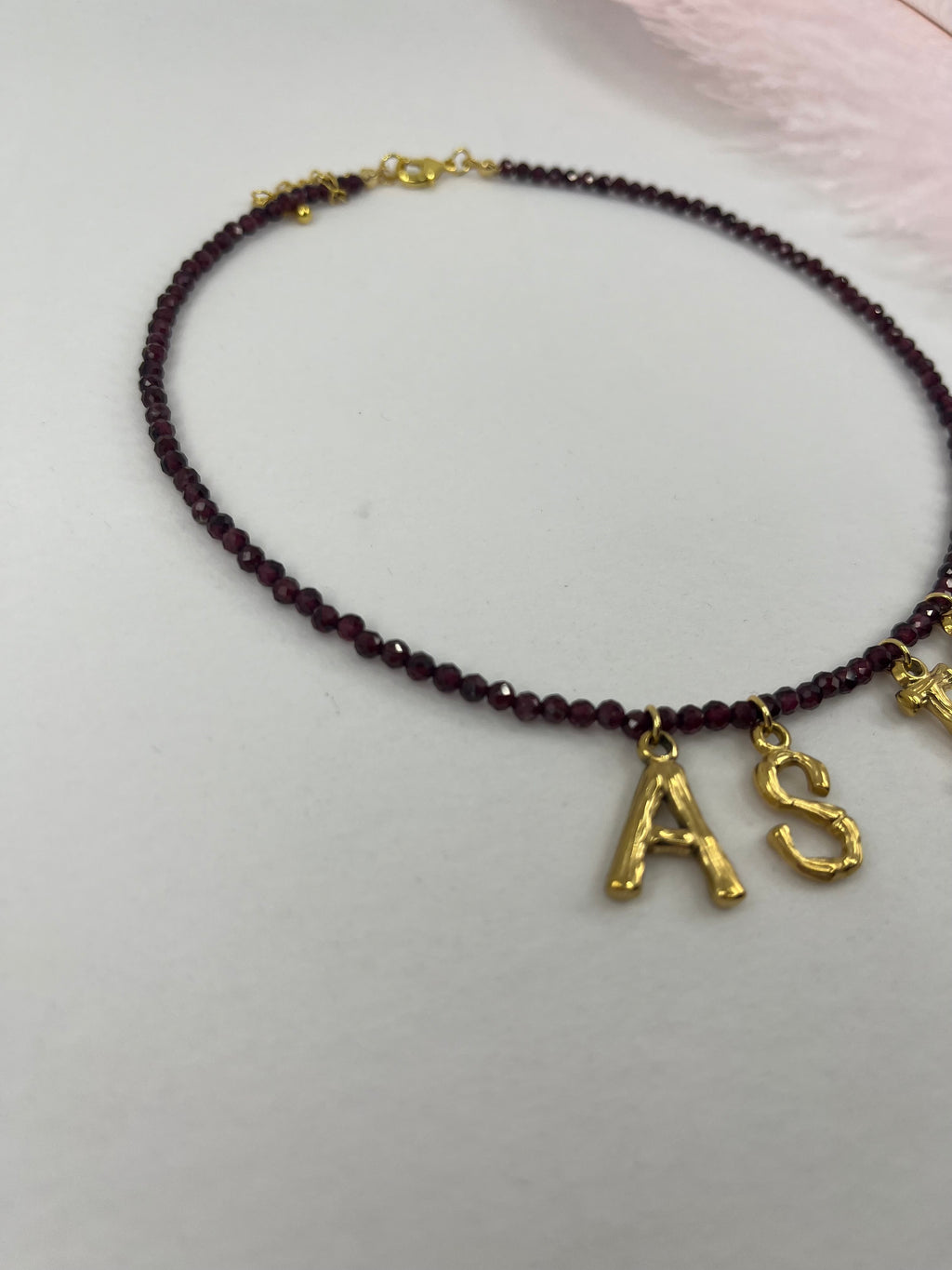 Natural Garnet choker with 18gold pendants AS IF
