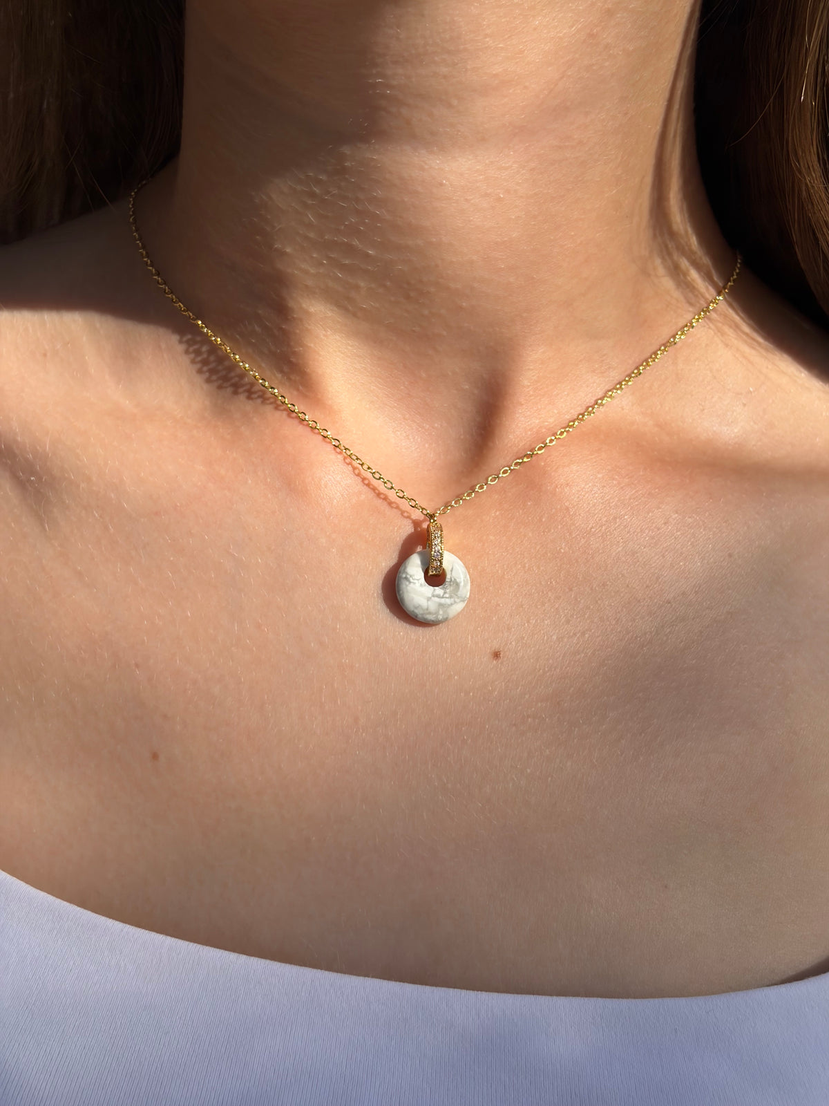 Howlite donut Earrings and Necklace
