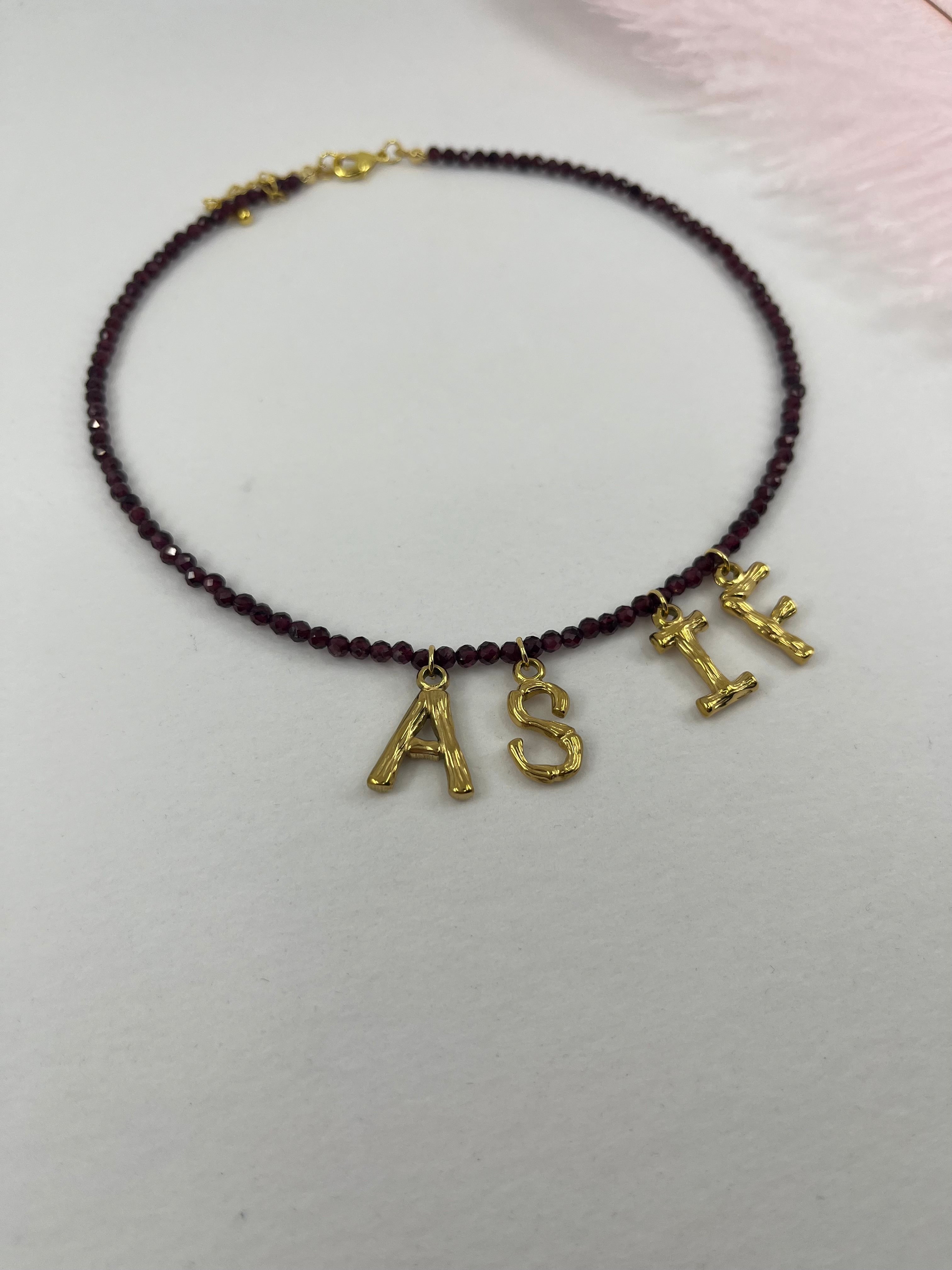 Natural Garnet choker with 18gold pendants AS IF