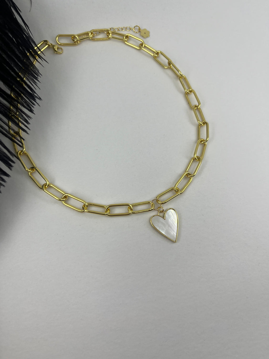 18K Gold Chunky Chain Necklace with heart