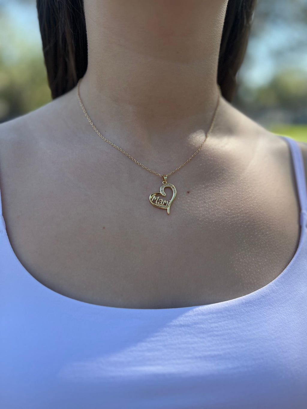 Mothers Necklace, Heart pendant  Real 18K Gold Plated