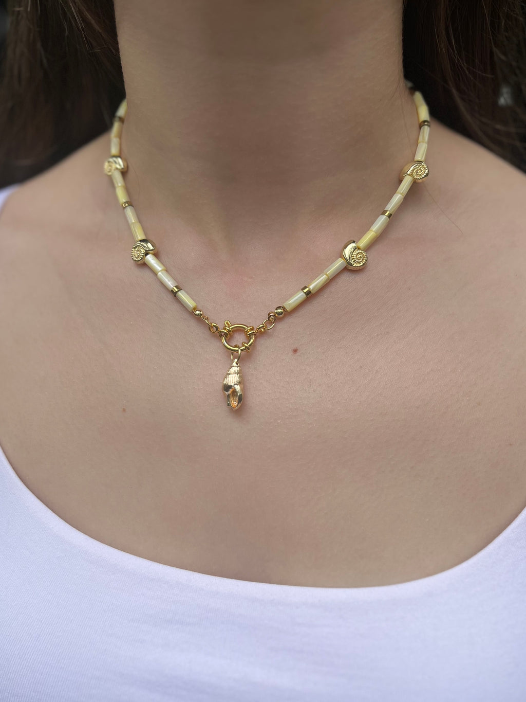 Natural Shell Necklace with Conch/Star/Fish Charm, 18K Gold Plated