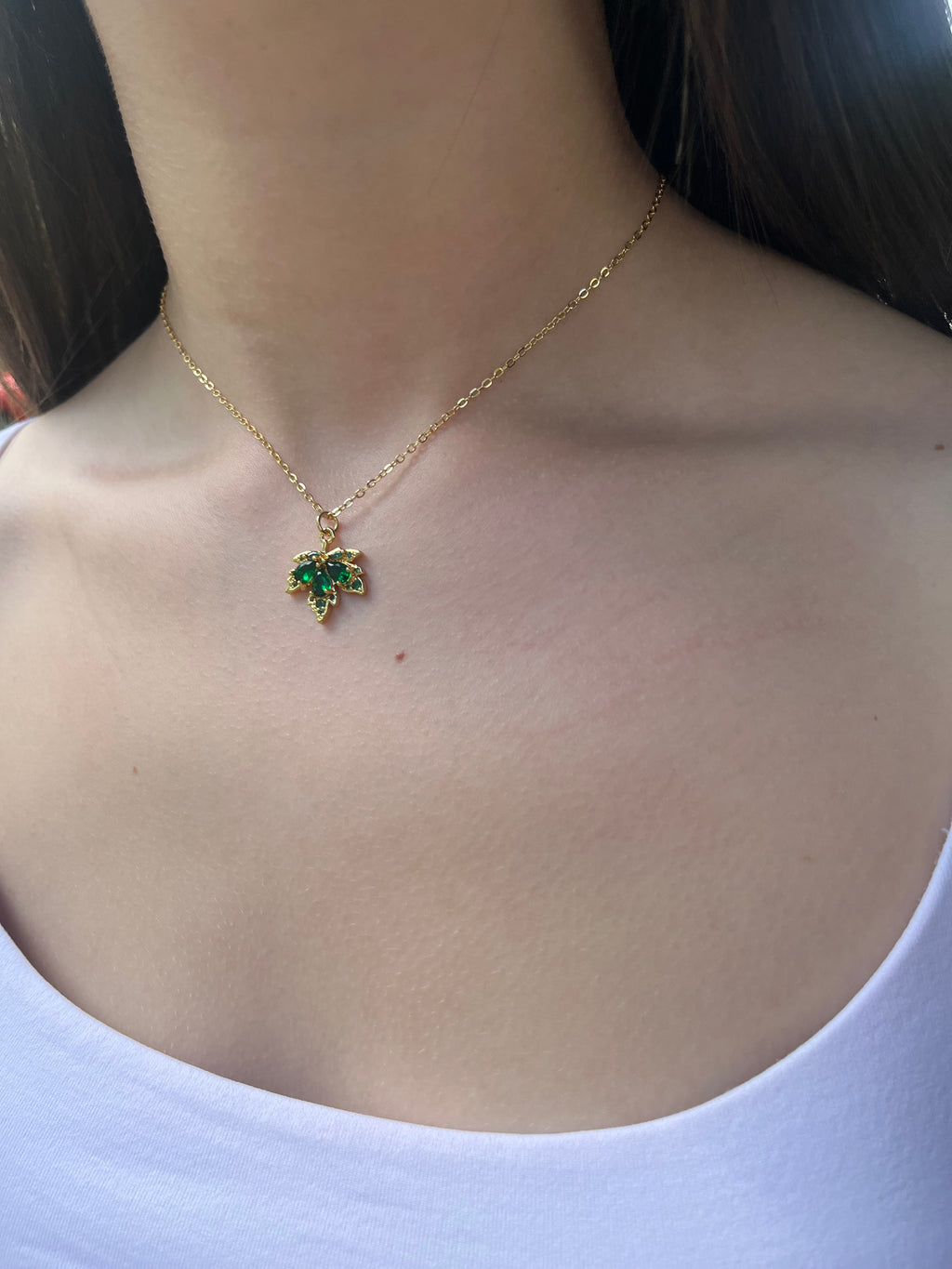 Necklace with 18K Gold maple leaf pendant