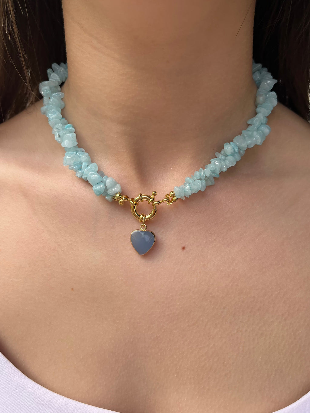 Natural Jade Necklace with Jade heart pendant