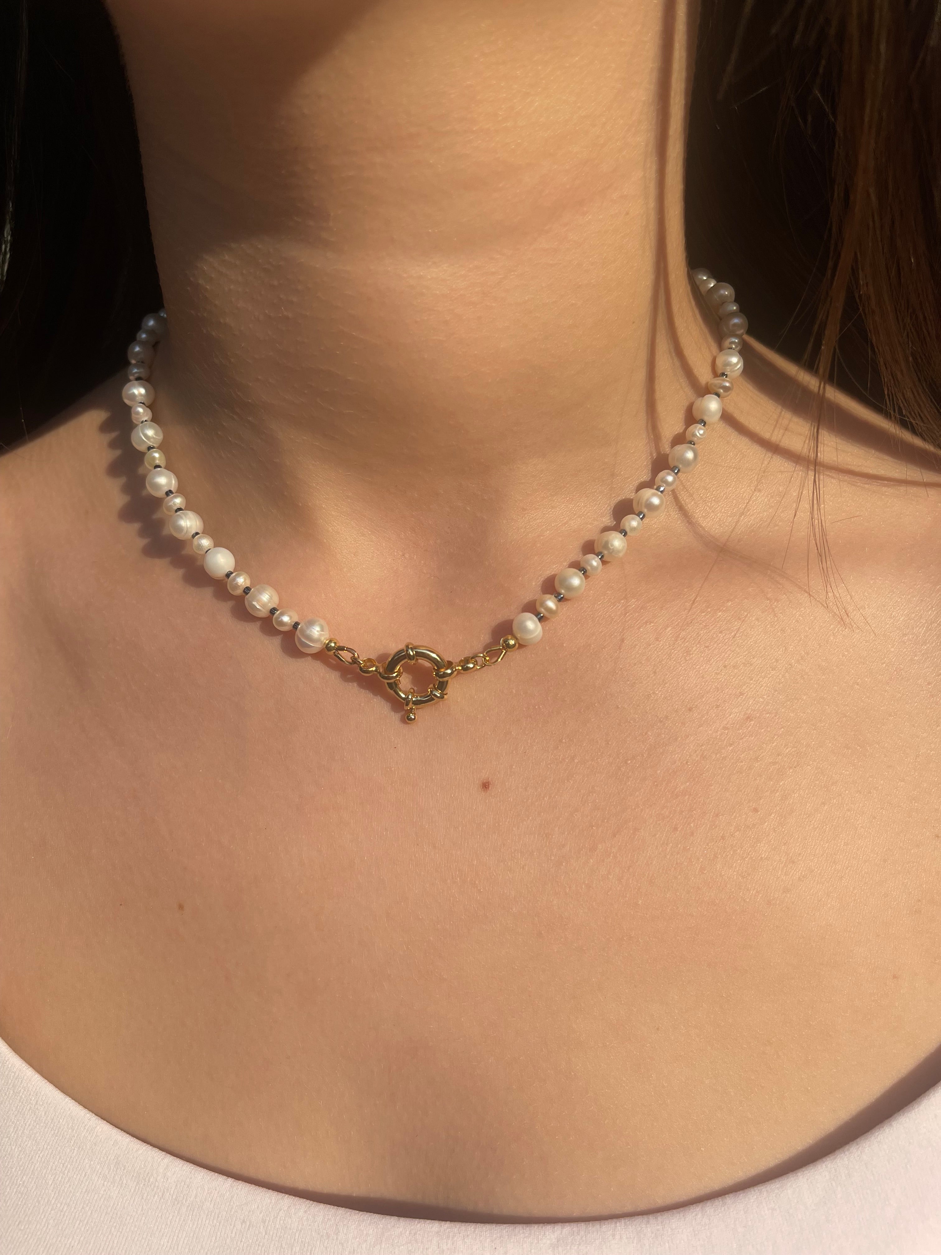 Unisex Freshwater Pearl Necklace – 24k Gold Plated Clasp