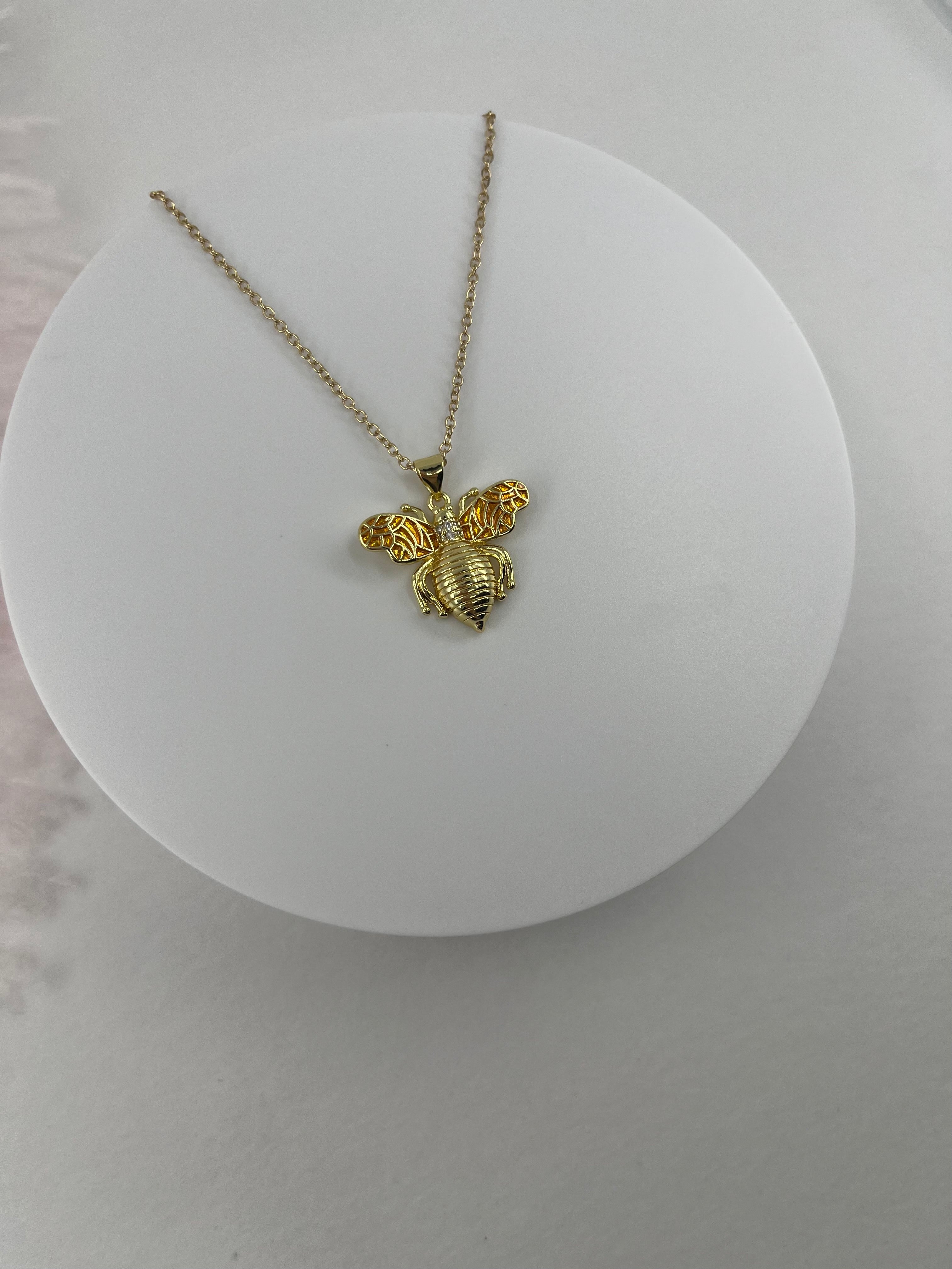 Bee choker necklace, 18k gold plated