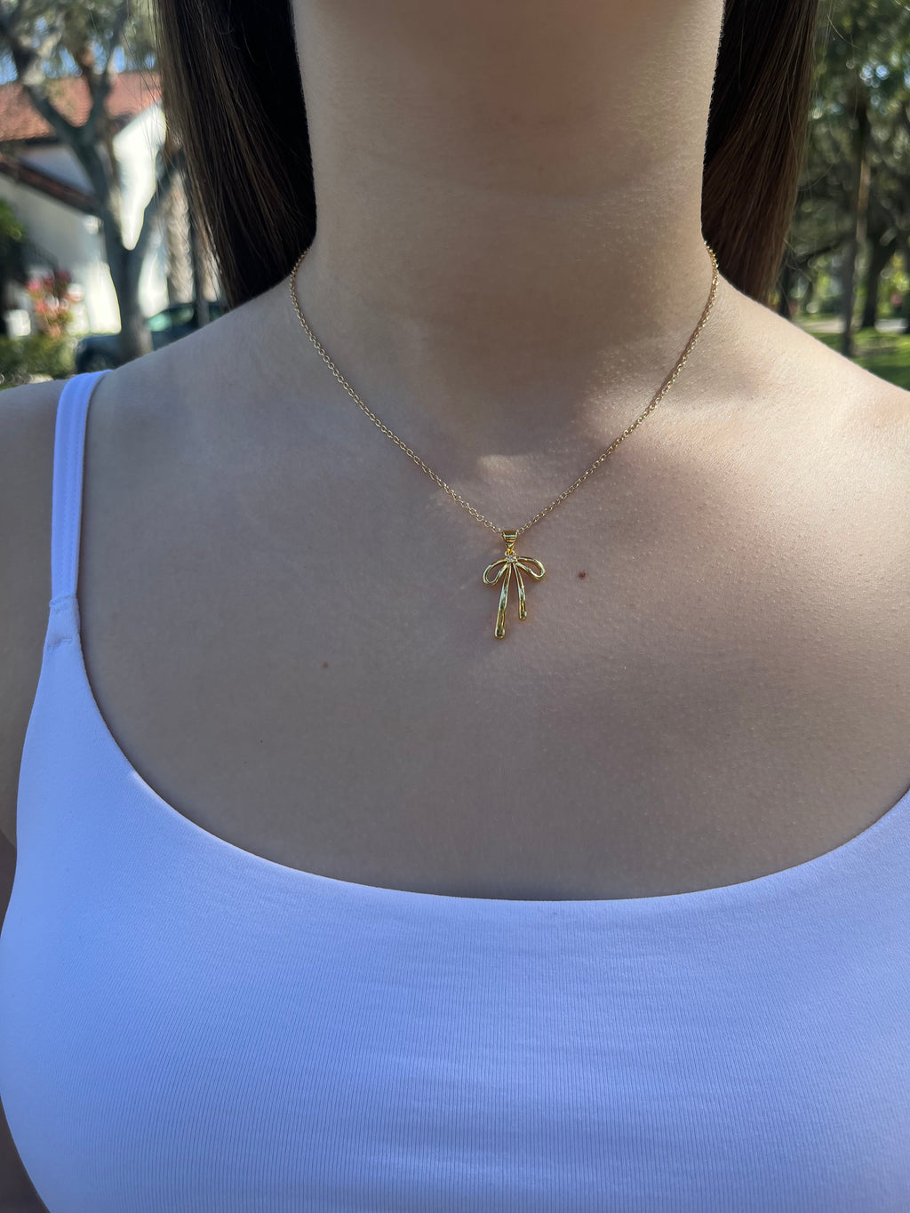 Bow Necklace, Real 18K Gold Plated