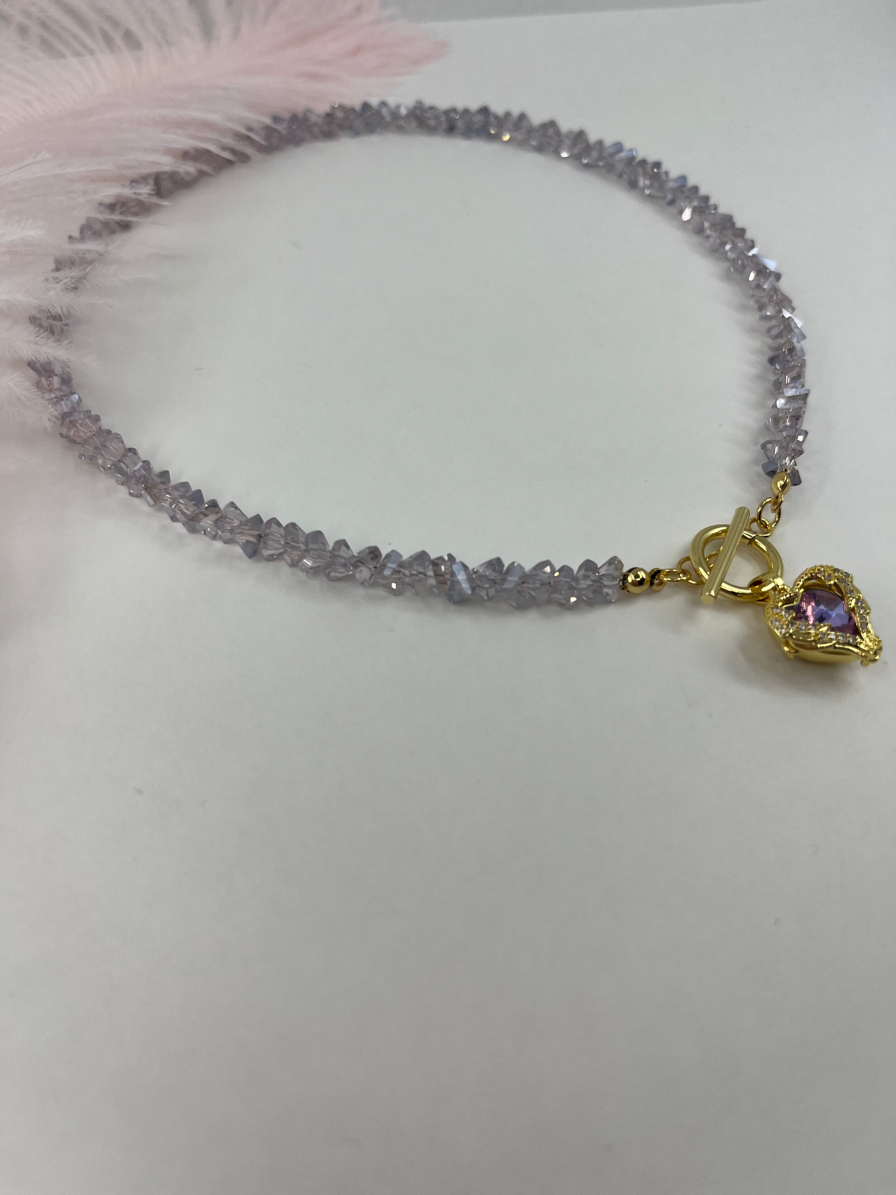 Heart Crystal Necklace – 18K Gold Plated, Cubic Zirconia
