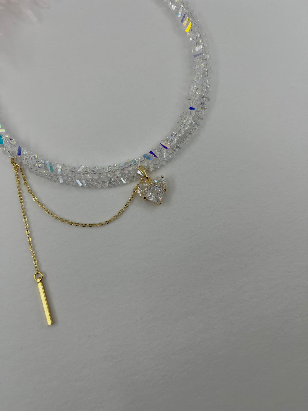 Set: Heart Crystal Choker Necklace and Earrings – 18K Gold Plated, Cubic Zirconia, Nickel Free