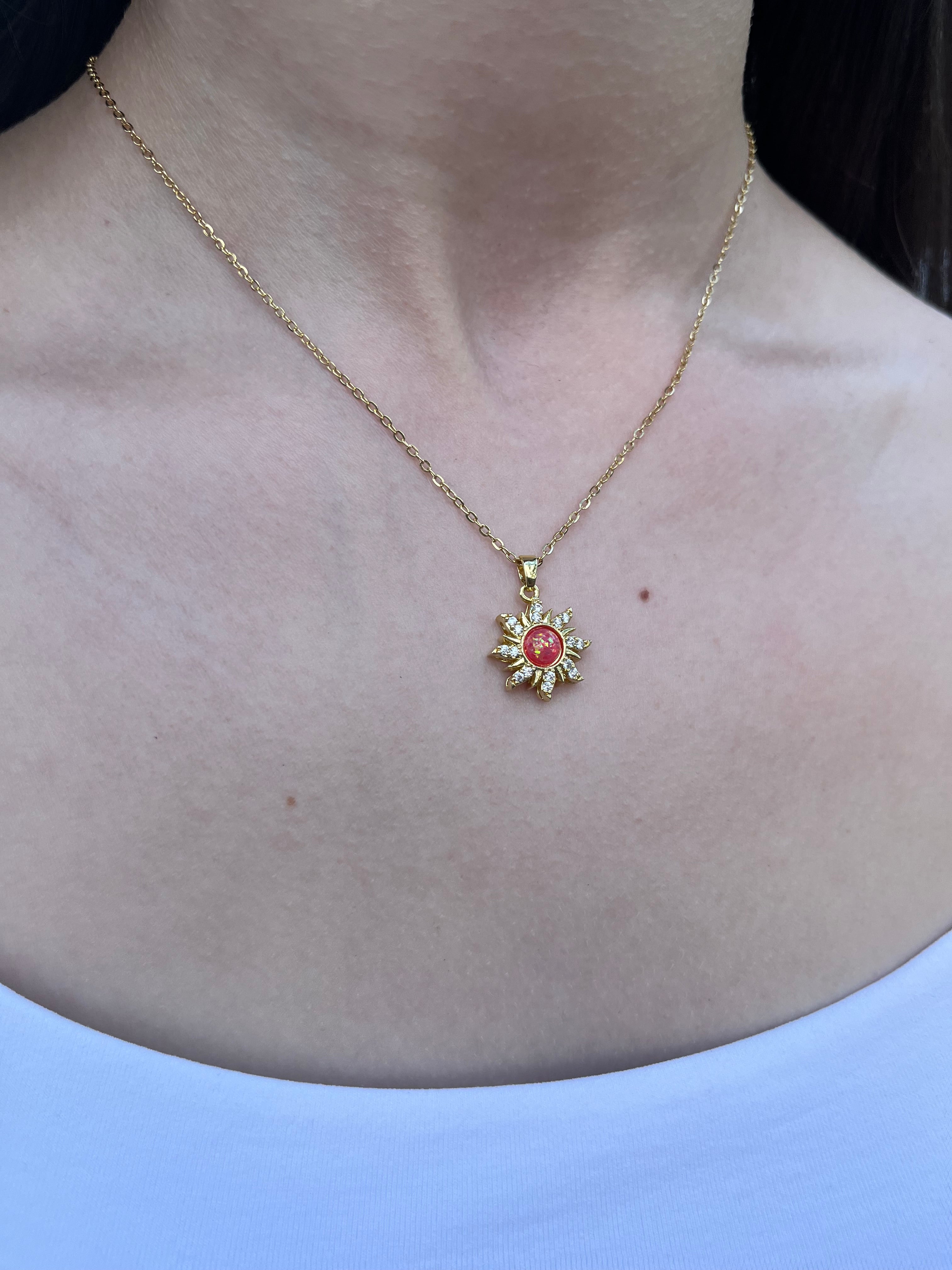 18K Gold Sun Pendant Necklace