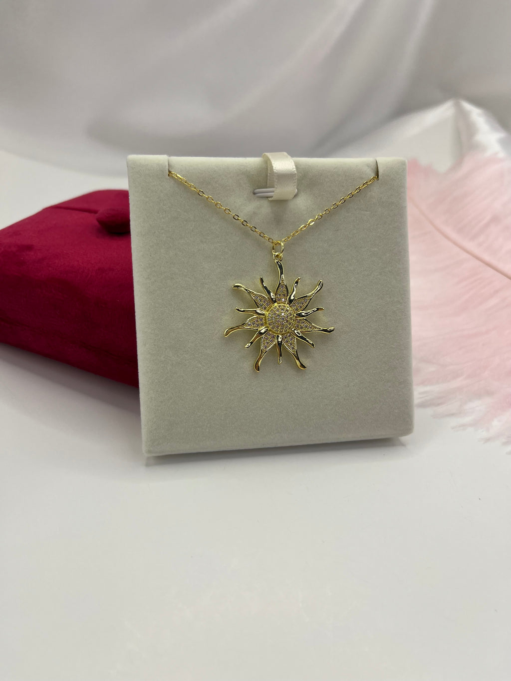 Sun Necklace, Real 18K Gold Plated