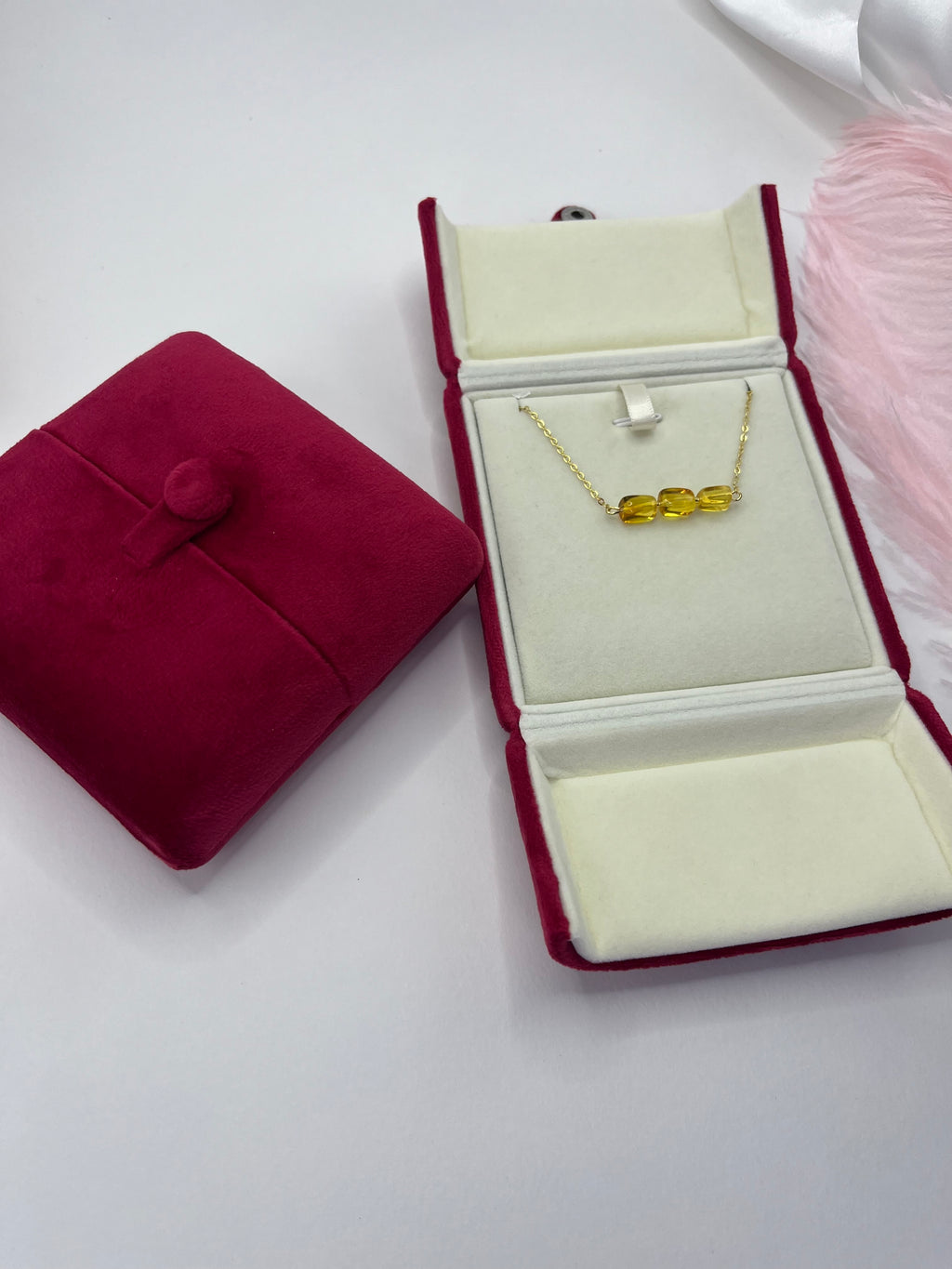Natural Amber Necklace, chain 18k plated