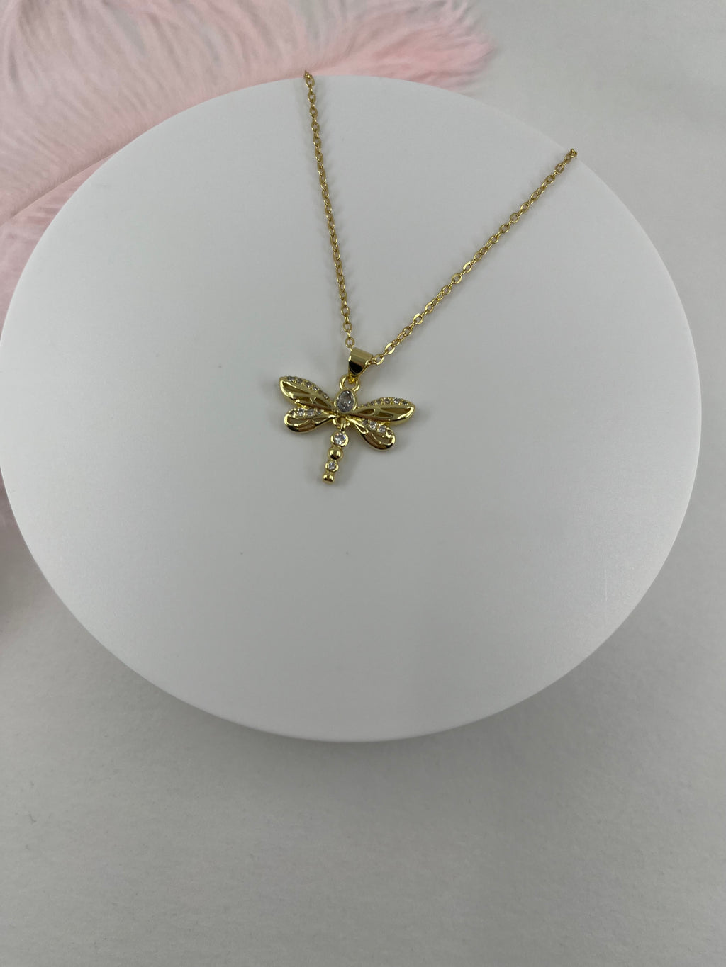 Dragonfly Choker Necklace, Real 18K Gold Plated