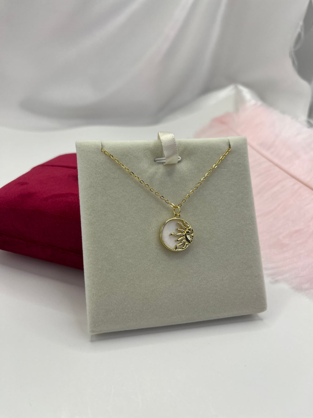 Sun Shell Necklace, Real 18K Gold Plated