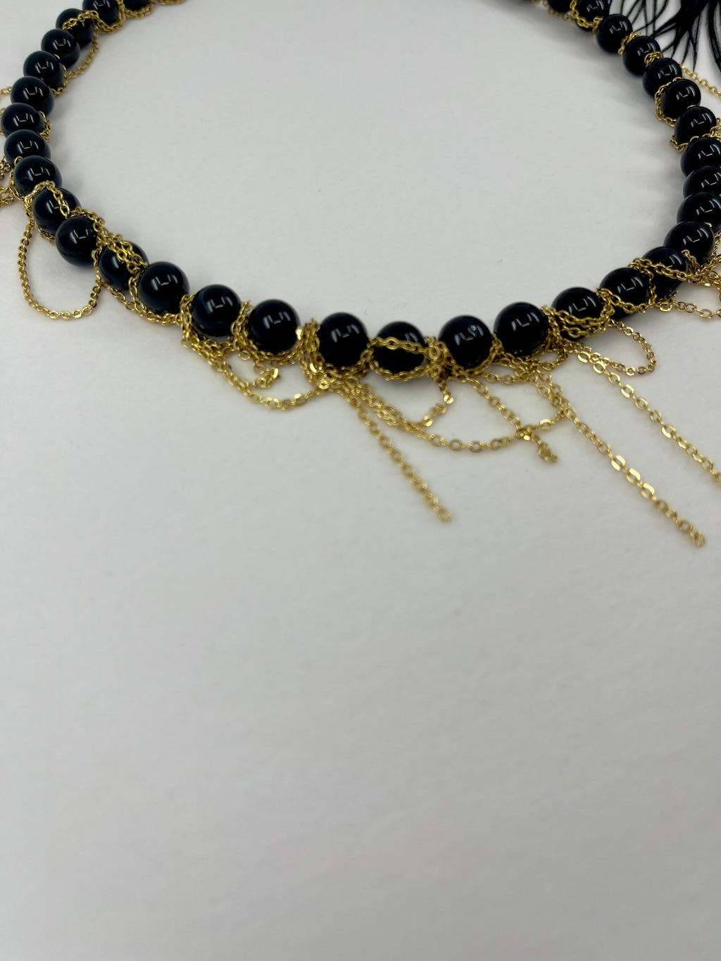 Black Onyx Layered necklace– 18K Gold Plated Chain