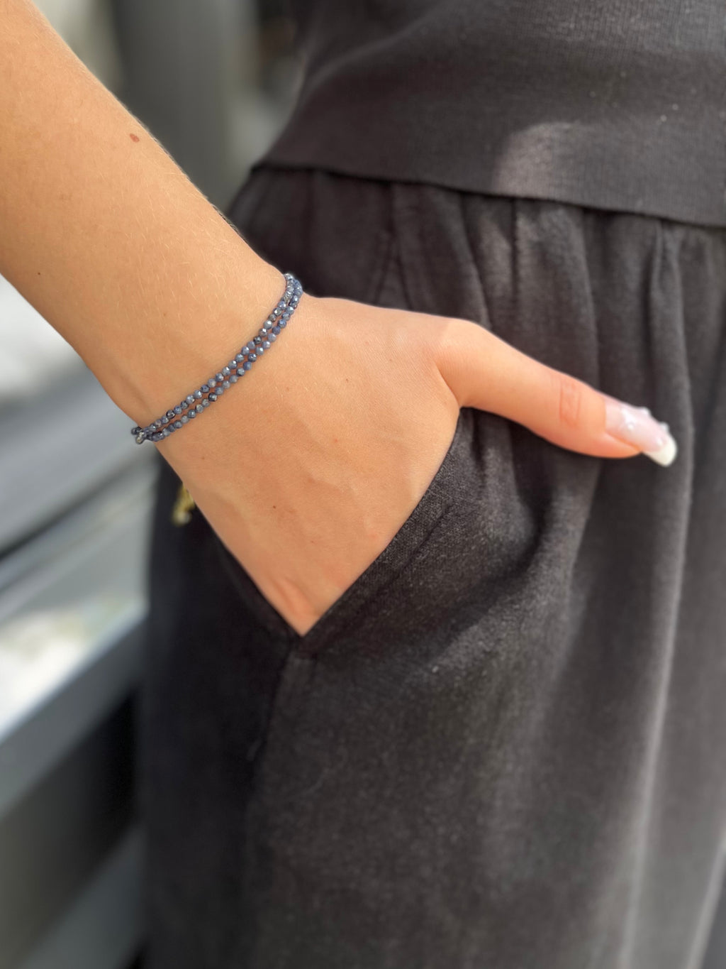 Sapphire layered bracelet with 18K Gold Plated slider
