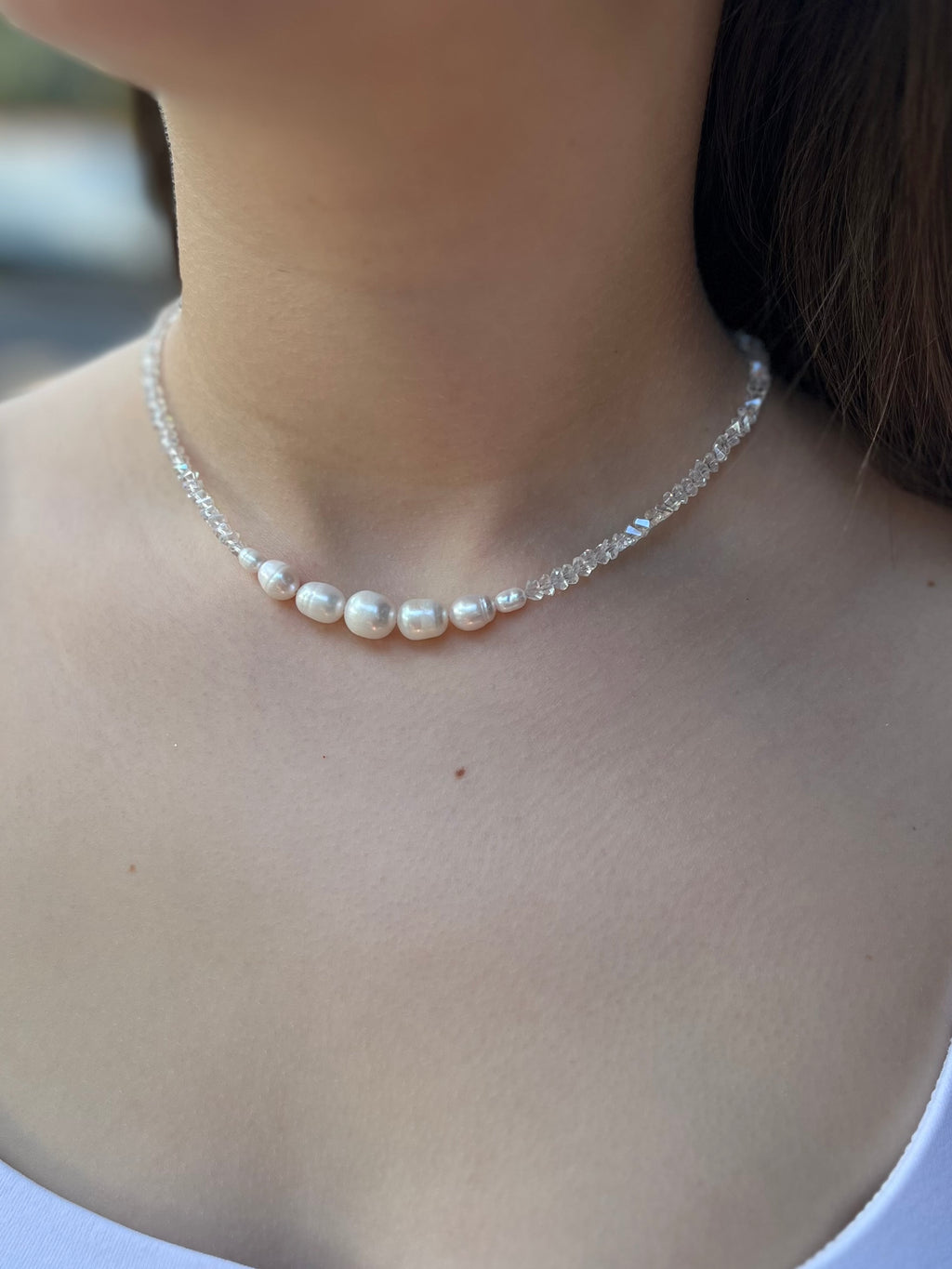 Pearl Choker Necklace with earrings : 18K Gold Plated