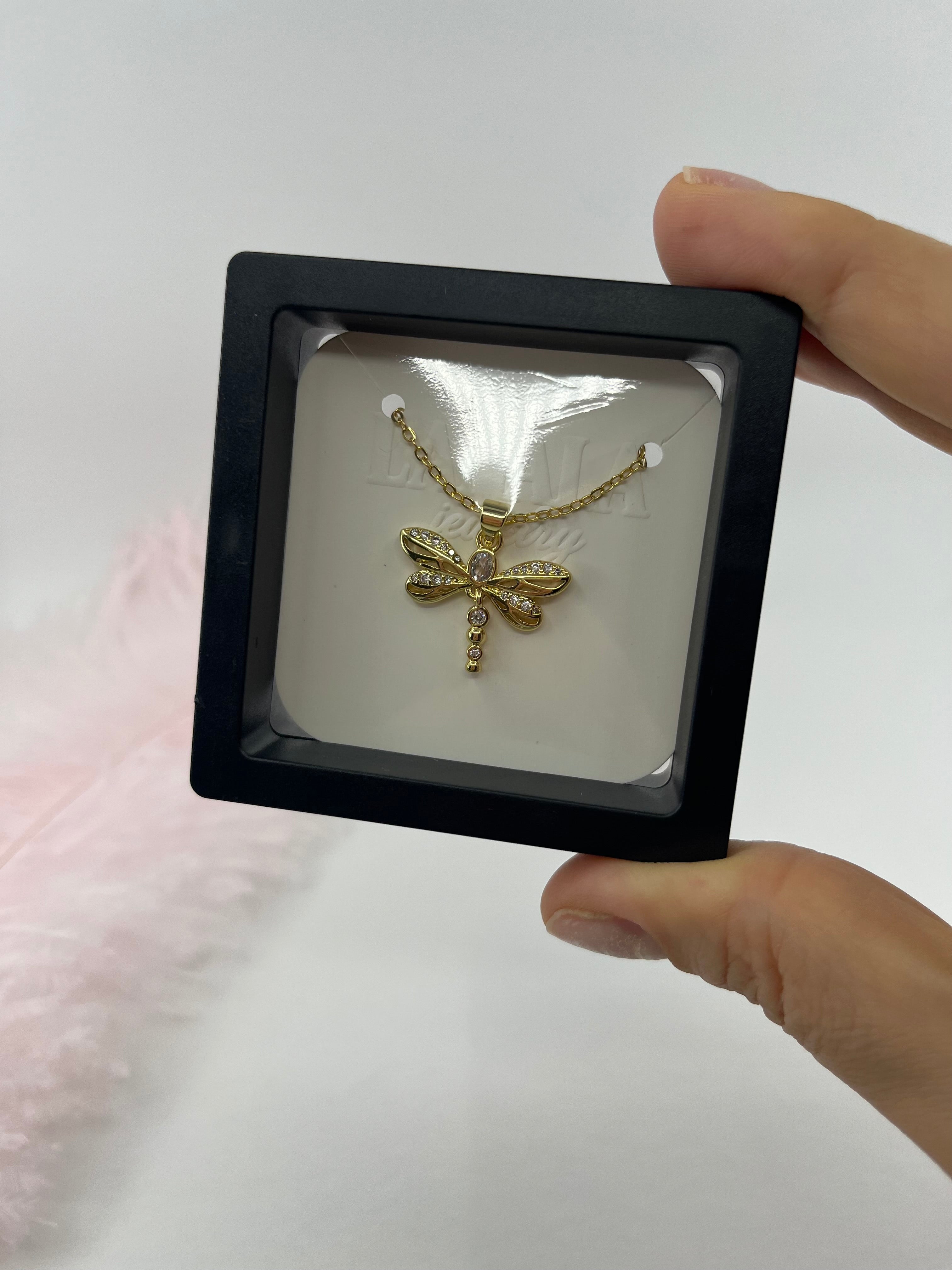 Dragonfly Choker Necklace, Real 18K Gold Plated