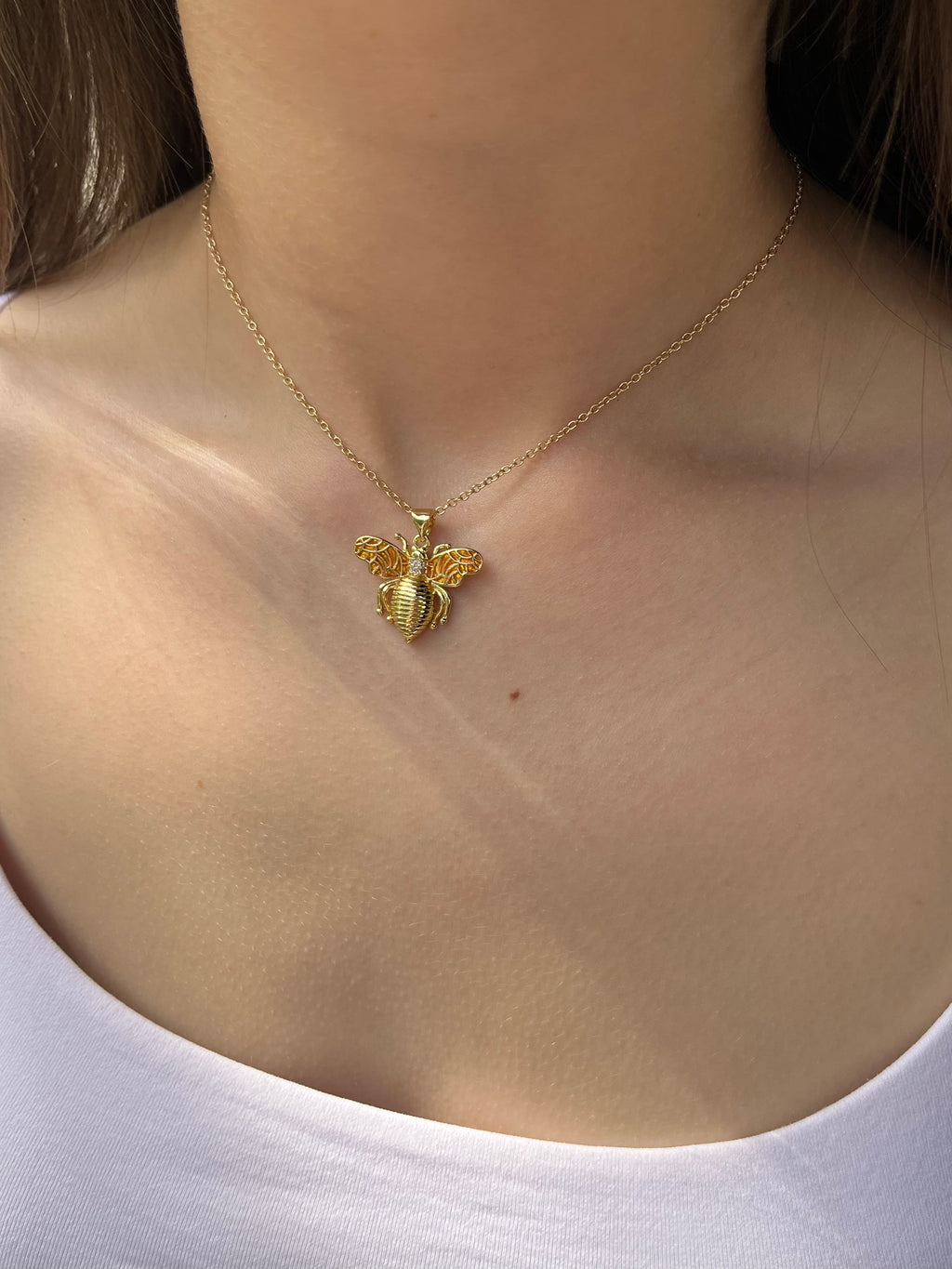 Bee choker necklace, 18k gold plated