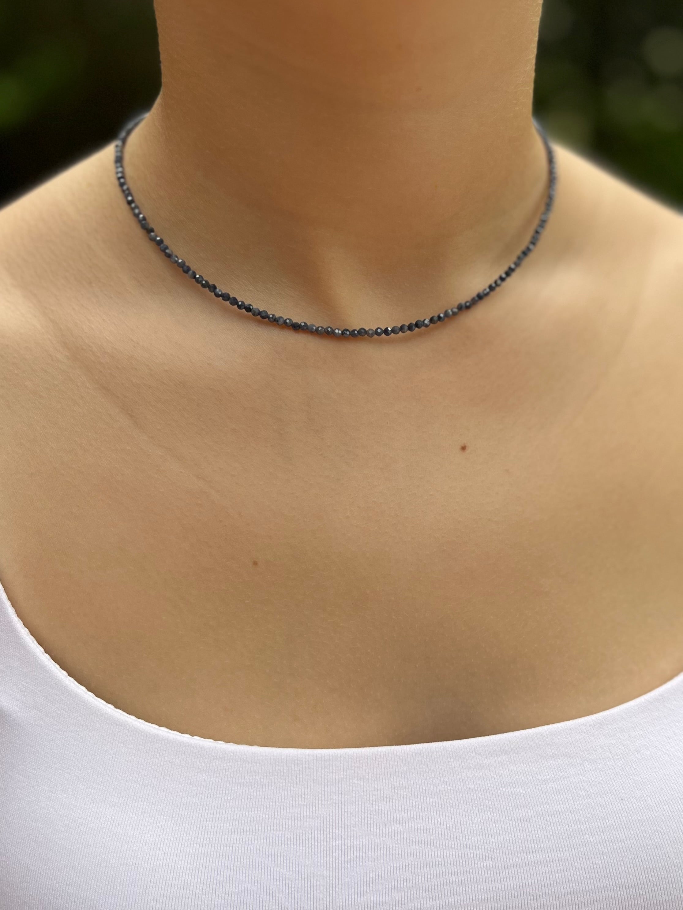 Sapphire Necklace: 18K Gold Plated clasp
