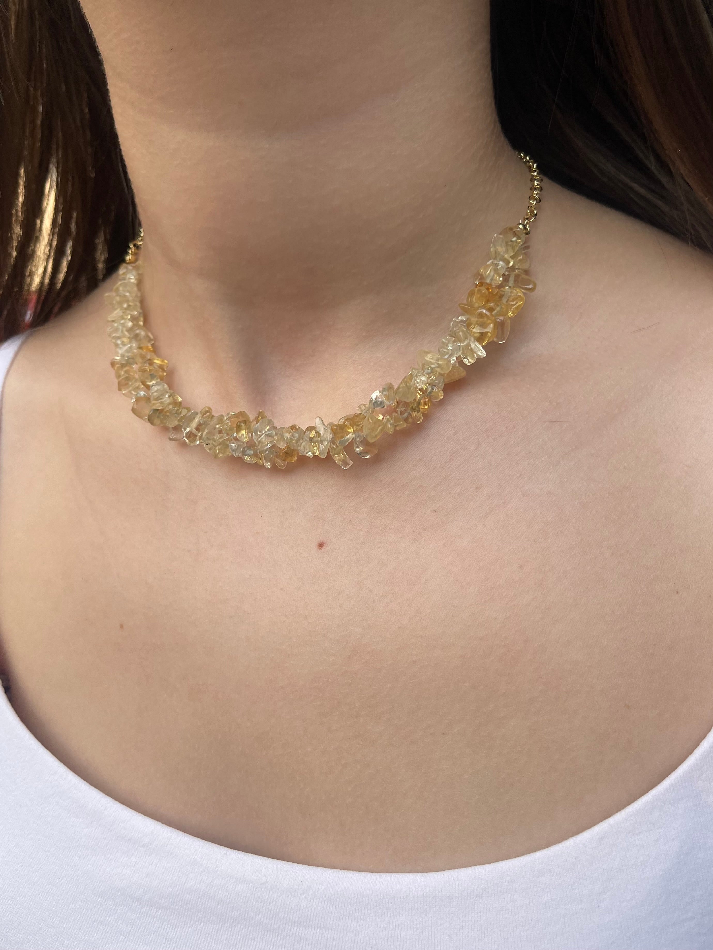Natural Citrine Necklace, 18k gold plated