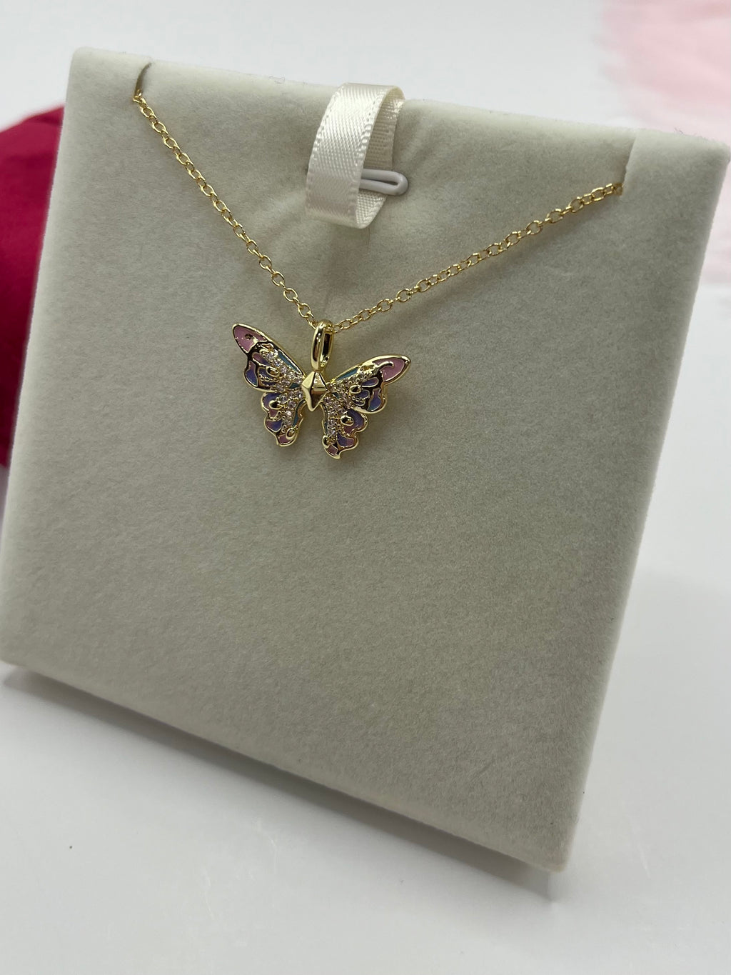 Butterfly Necklace, Real 18K Gold Plated