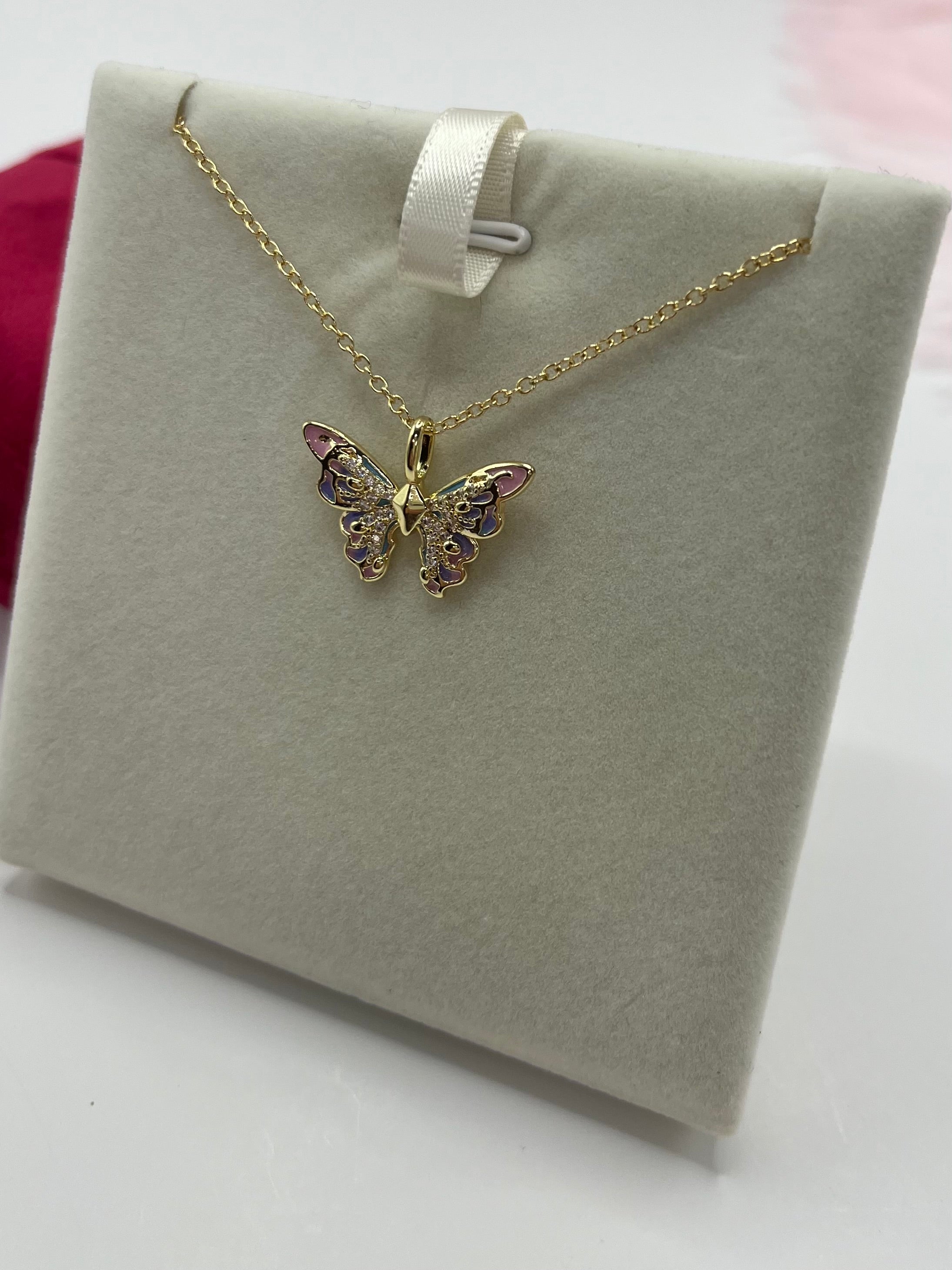 Butterfly Necklace, Real 18K Gold Plated