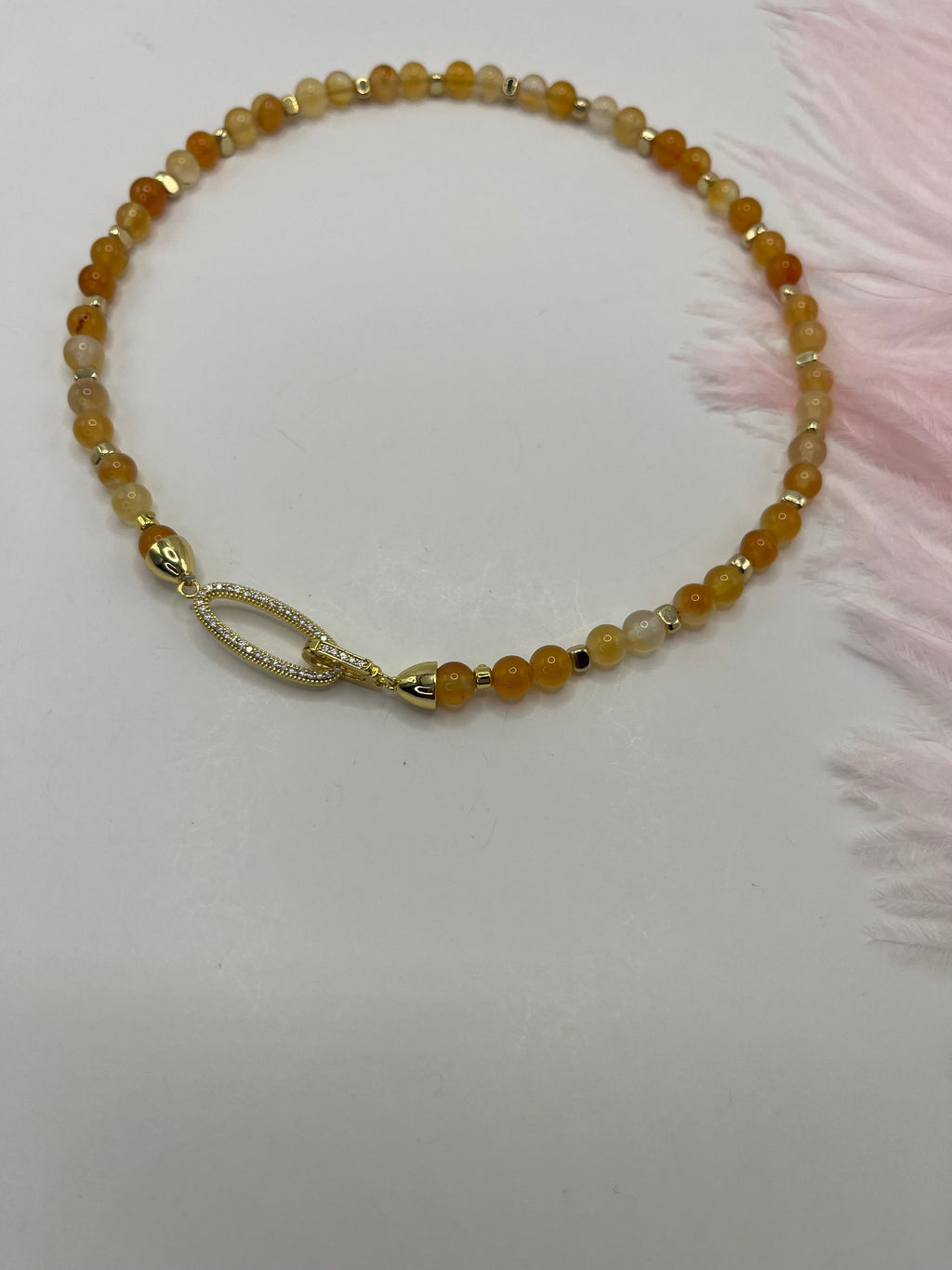 Natural Carnelian Necklace with 18K Gold Clasp