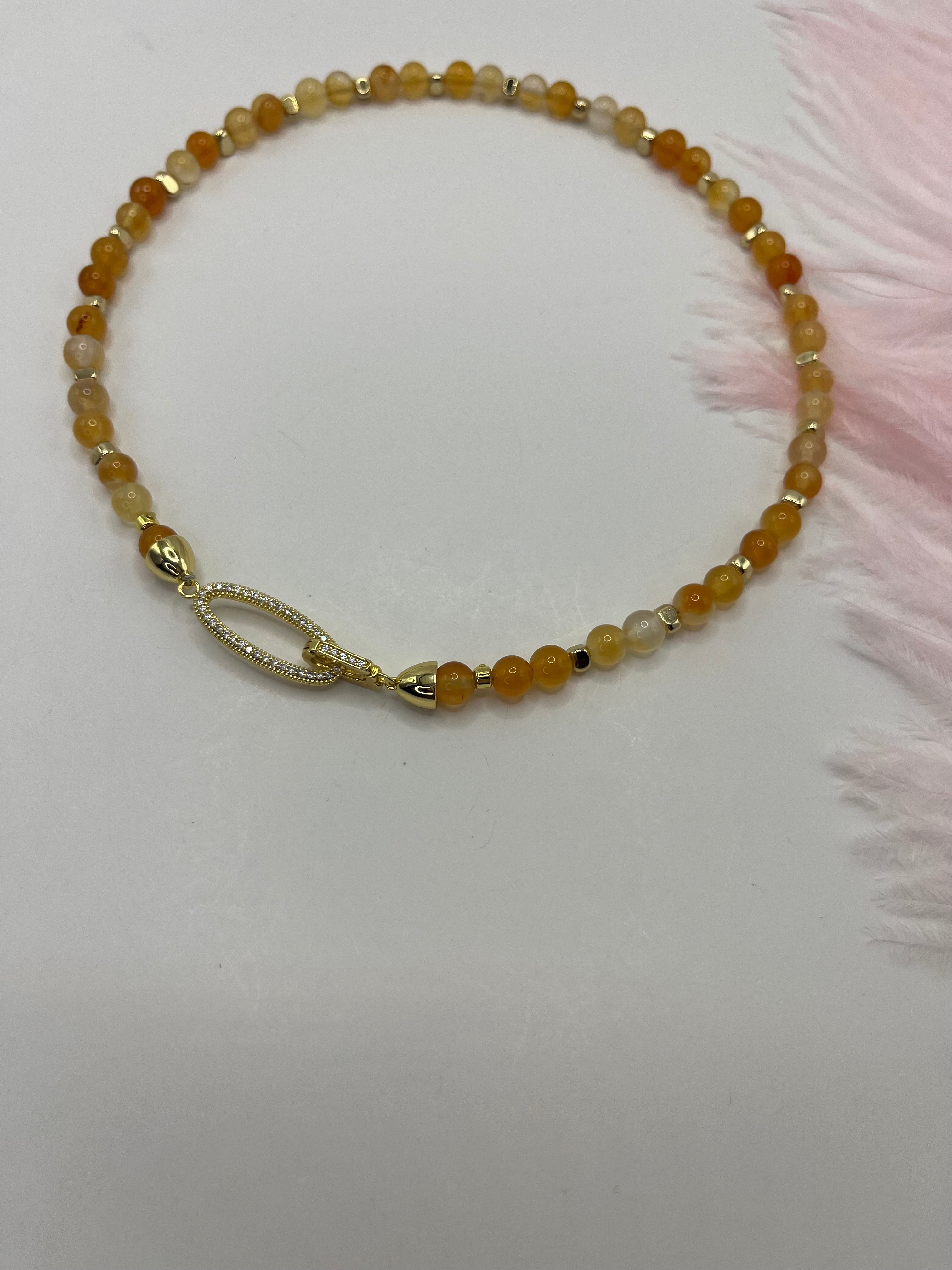 Natural Carnelian Necklace with 18K Gold Clasp