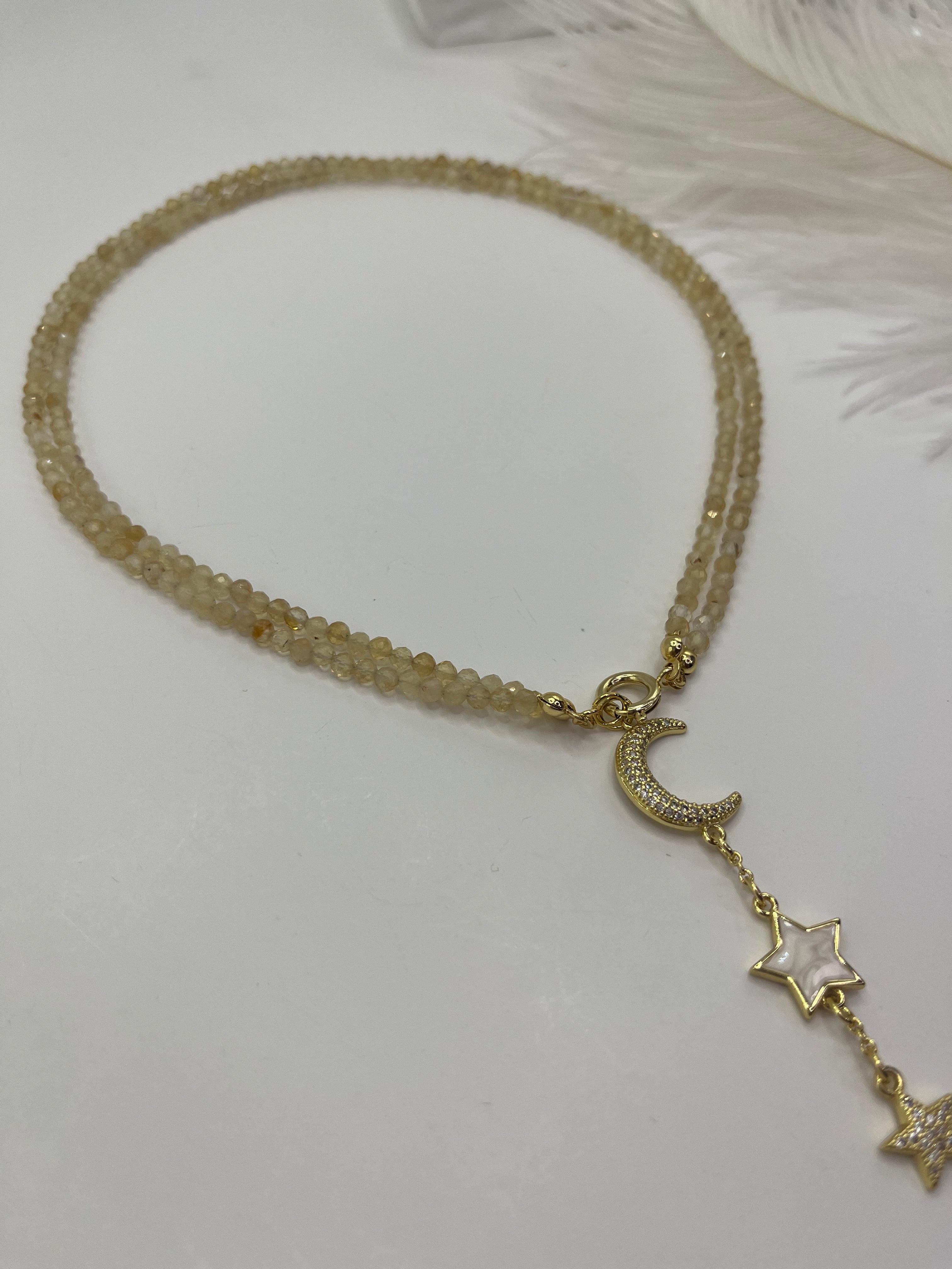 Citrine Y-Necklace, 18k gold plated